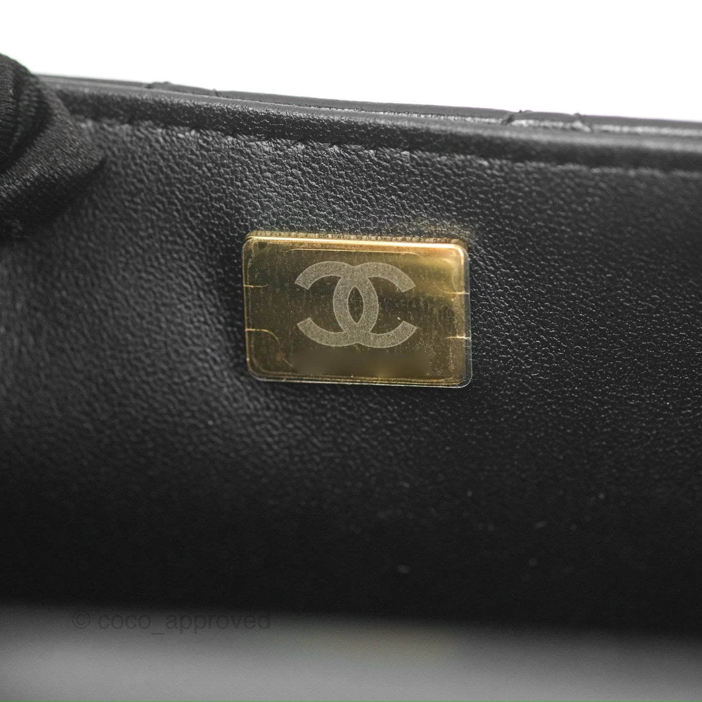 Chanel Mini Flap Bag with Pearl Chain Black Shiny Lambskin Aged Gold Hardware 24P