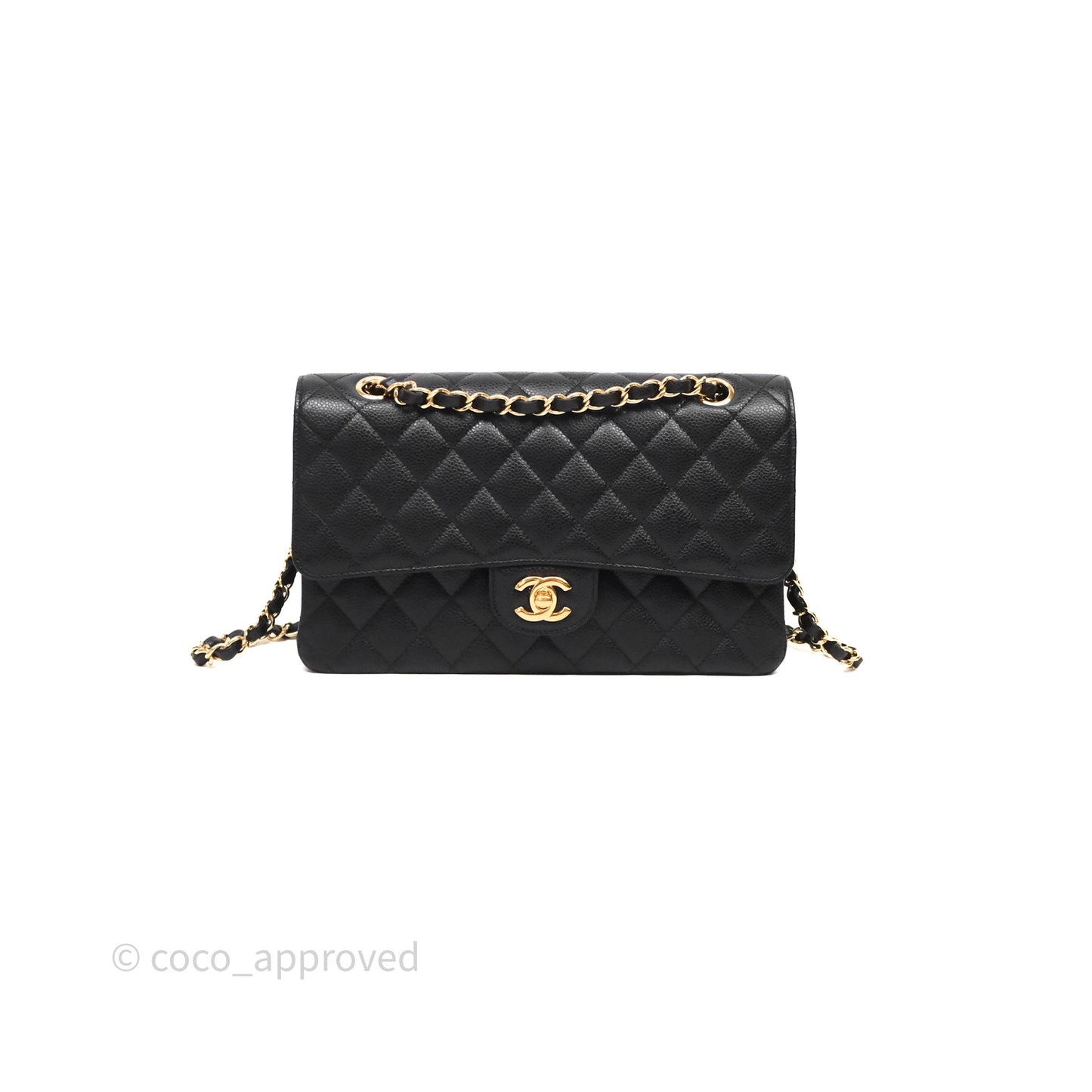 Chanel Medium Classic Flap Quilted Black Caviar Gold Hardware