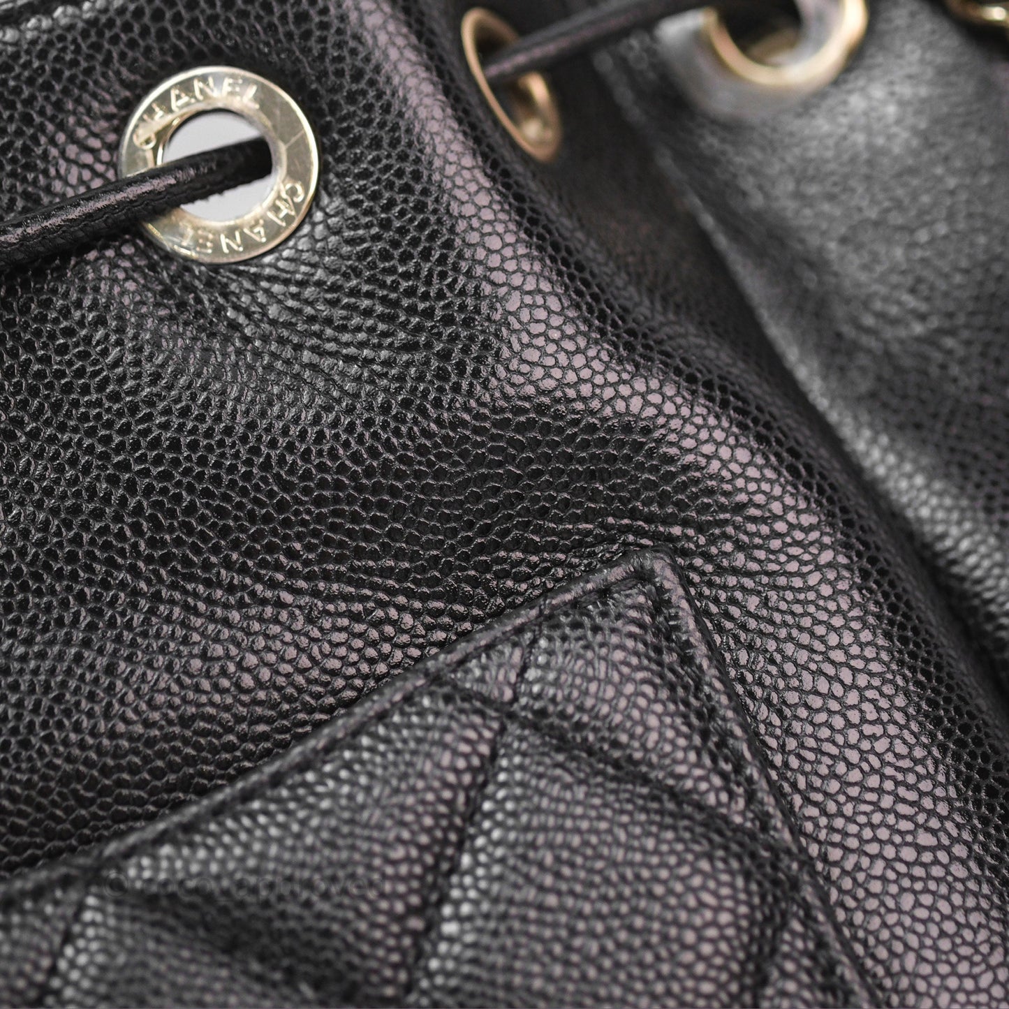 Chanel Business Affinity Drawstring Bucket Bag Black Caviar Gold Hardware