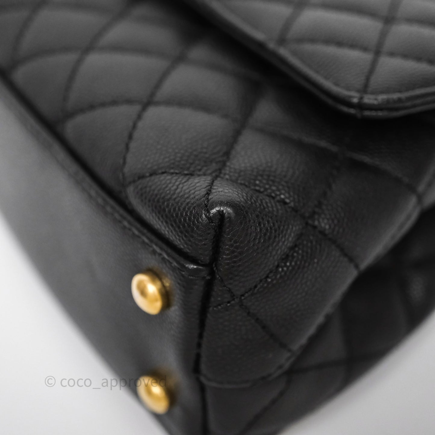 Chanel Small Coco Handle Black Caviar Aged Gold Hardware Braided Handle