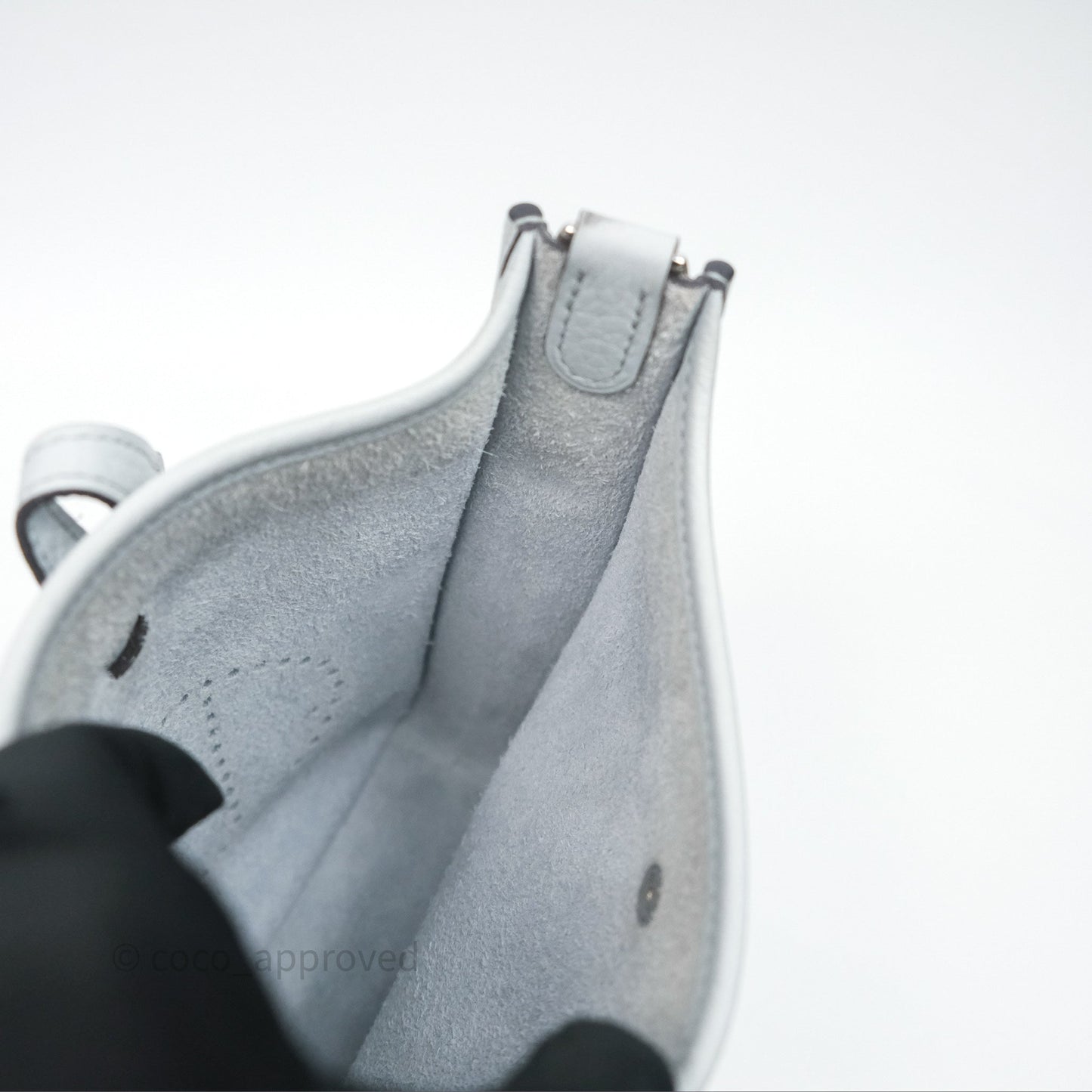 Hermès Mini Evelyne 16 Bleu Pale 08 Clemence Palladium Hardware