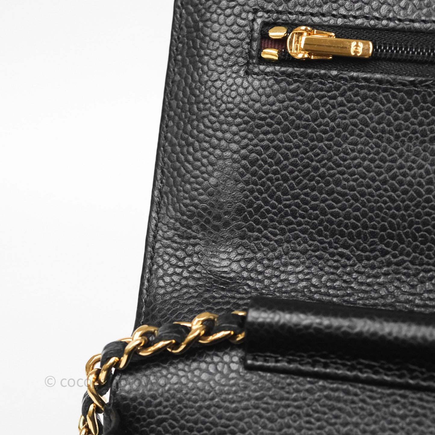 Chanel Classic Wallet On Chain WOC Quilted Black Caviar Gold Hardware