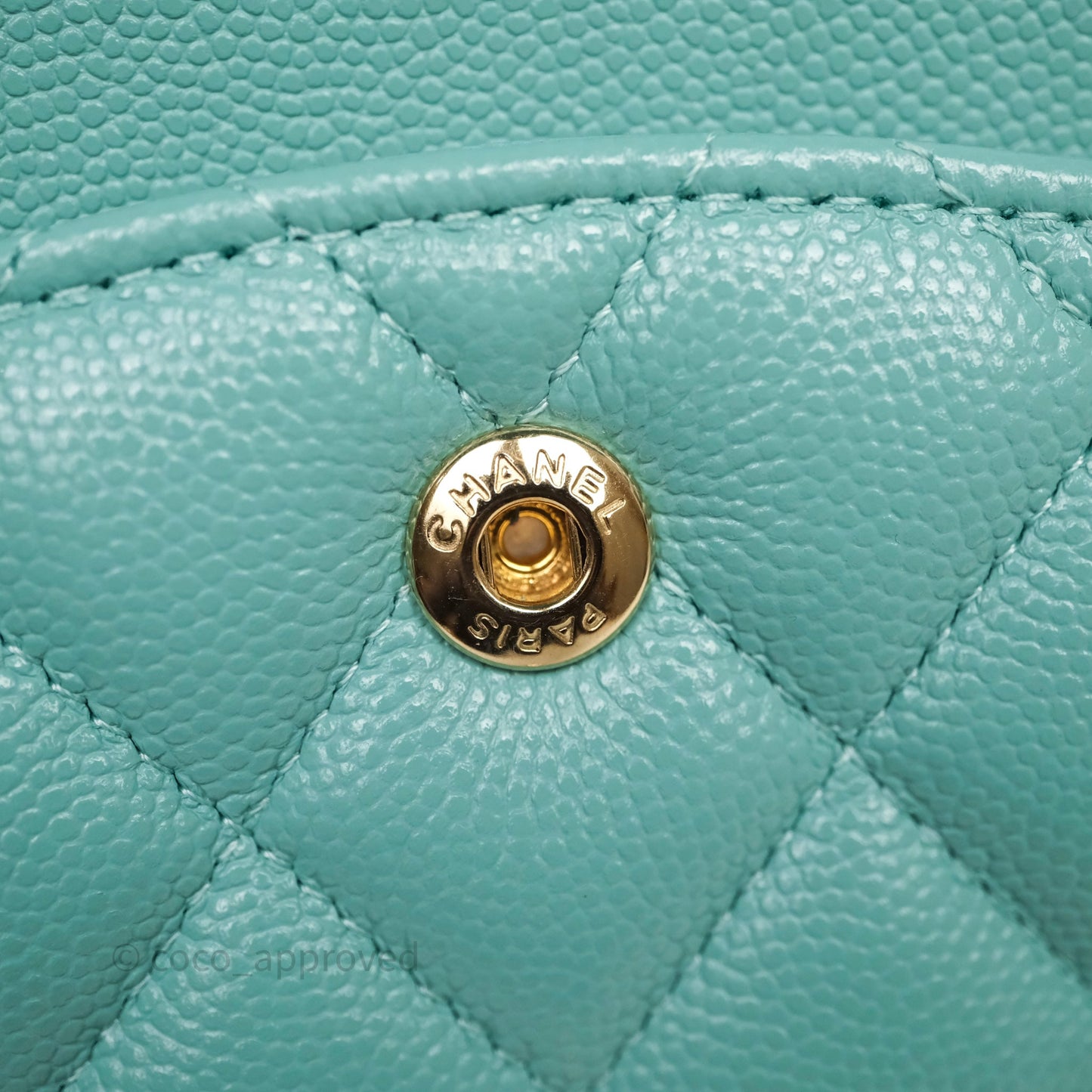Chanel Classic M/L Medium Flap Quilted Tiffany Green Caviar Gold Hardware