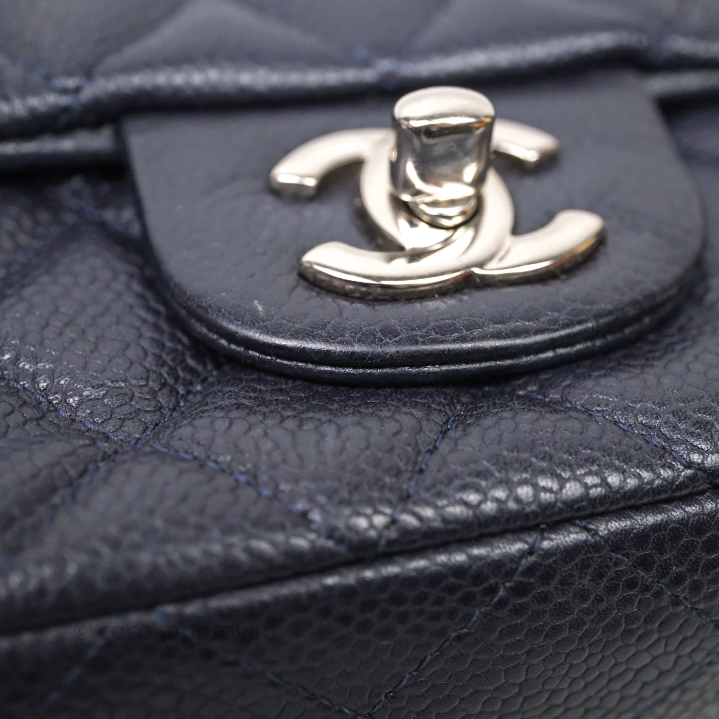 Chanel Mini Rectangular Quilted Dark Navy Caviar Silver Hardware