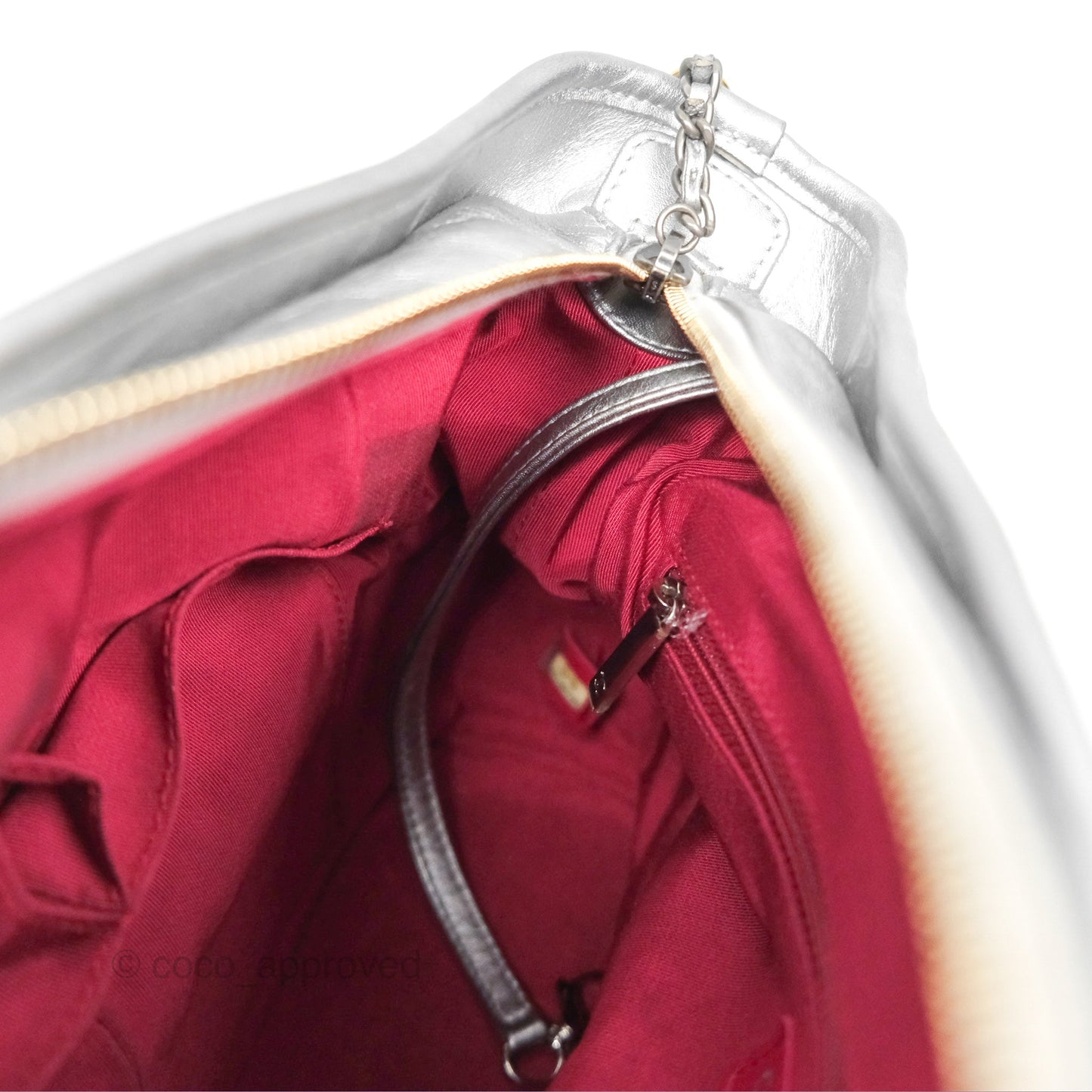 Chanel Large Gabrielle Hobo Metallic Silver Aged Calfskin Mixed Hardware