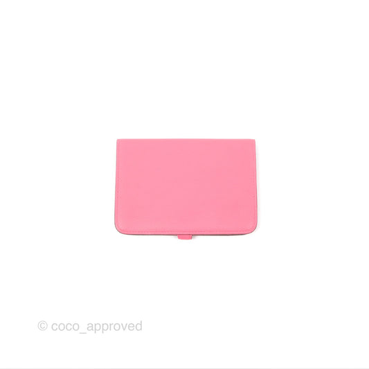 Hermes Dogon Compact Wallet Rose Azalée Evercolor Palladium Hardware