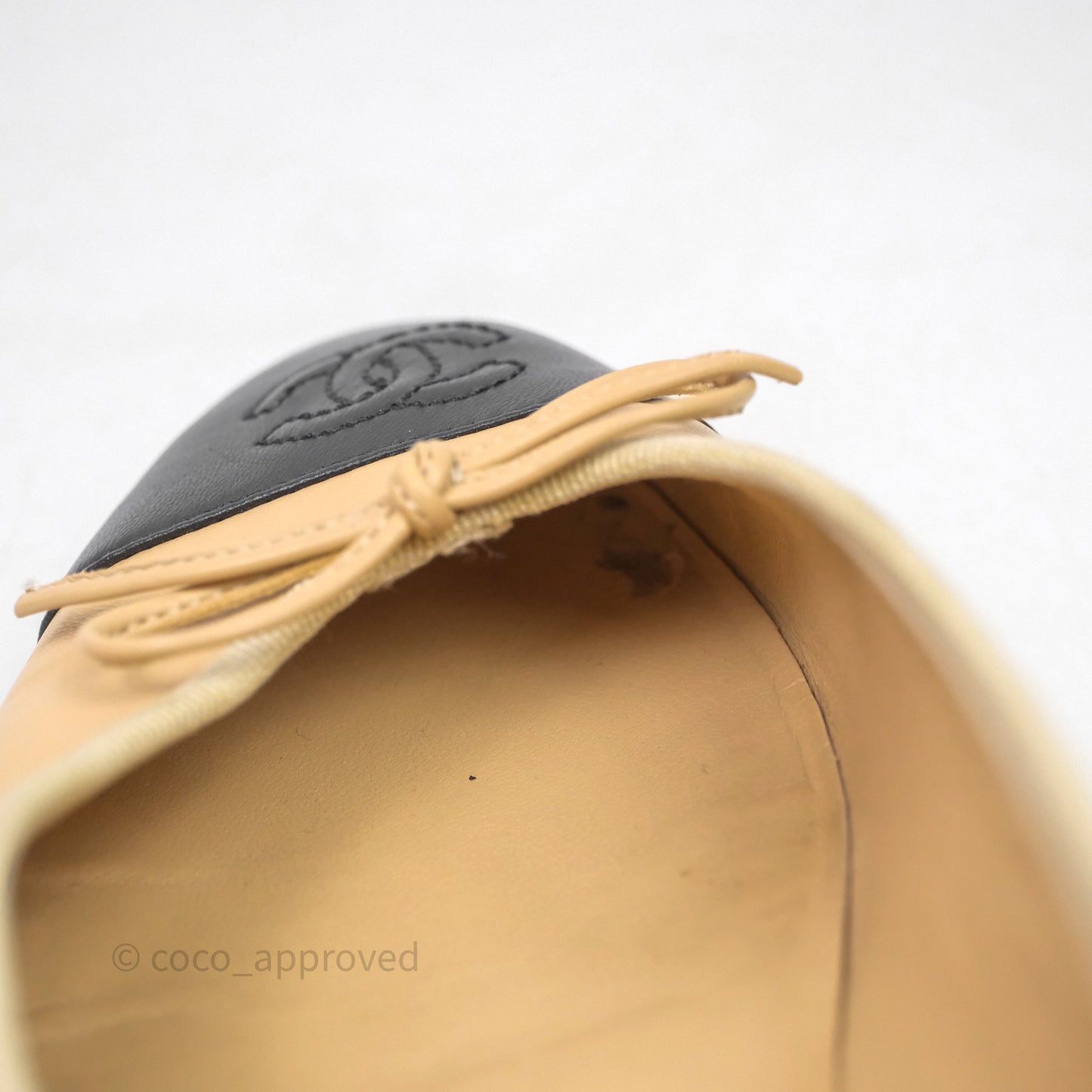 Chanel Ballerina Flats Black Beige Size 36