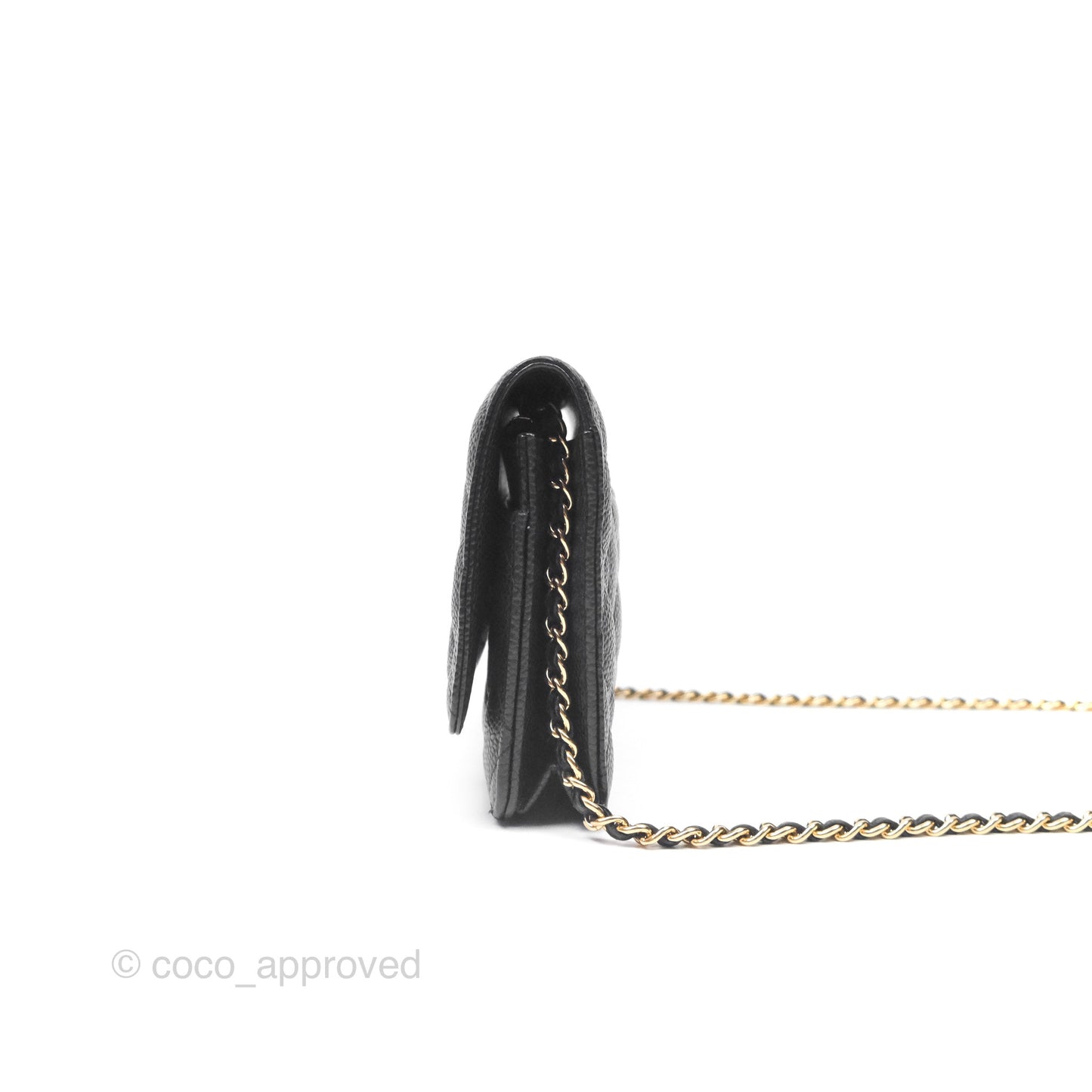 Chanel Classic Wallet On Chain WOC Quilted Black Caviar Gold Hardware