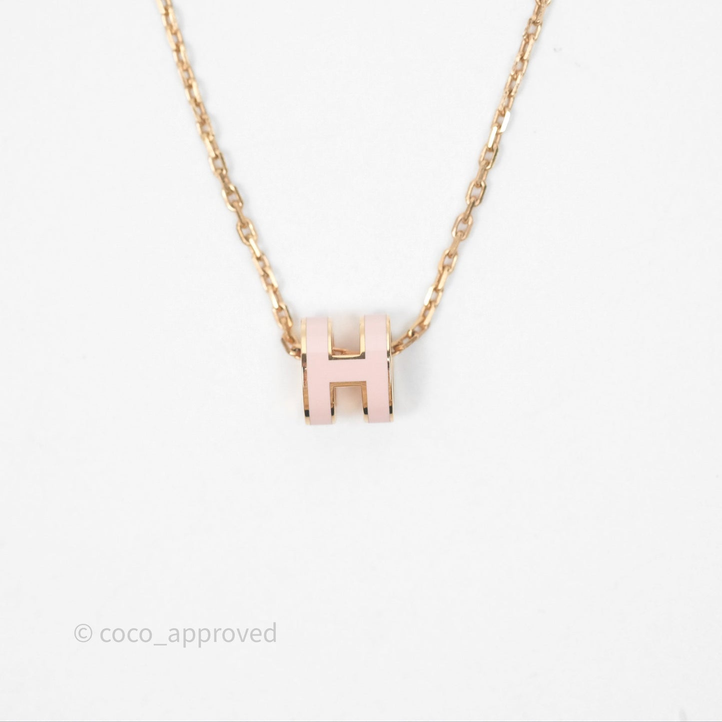 Hermès Mini Pop H Rose Dragee Pendant Necklace Rose Gold Hardware