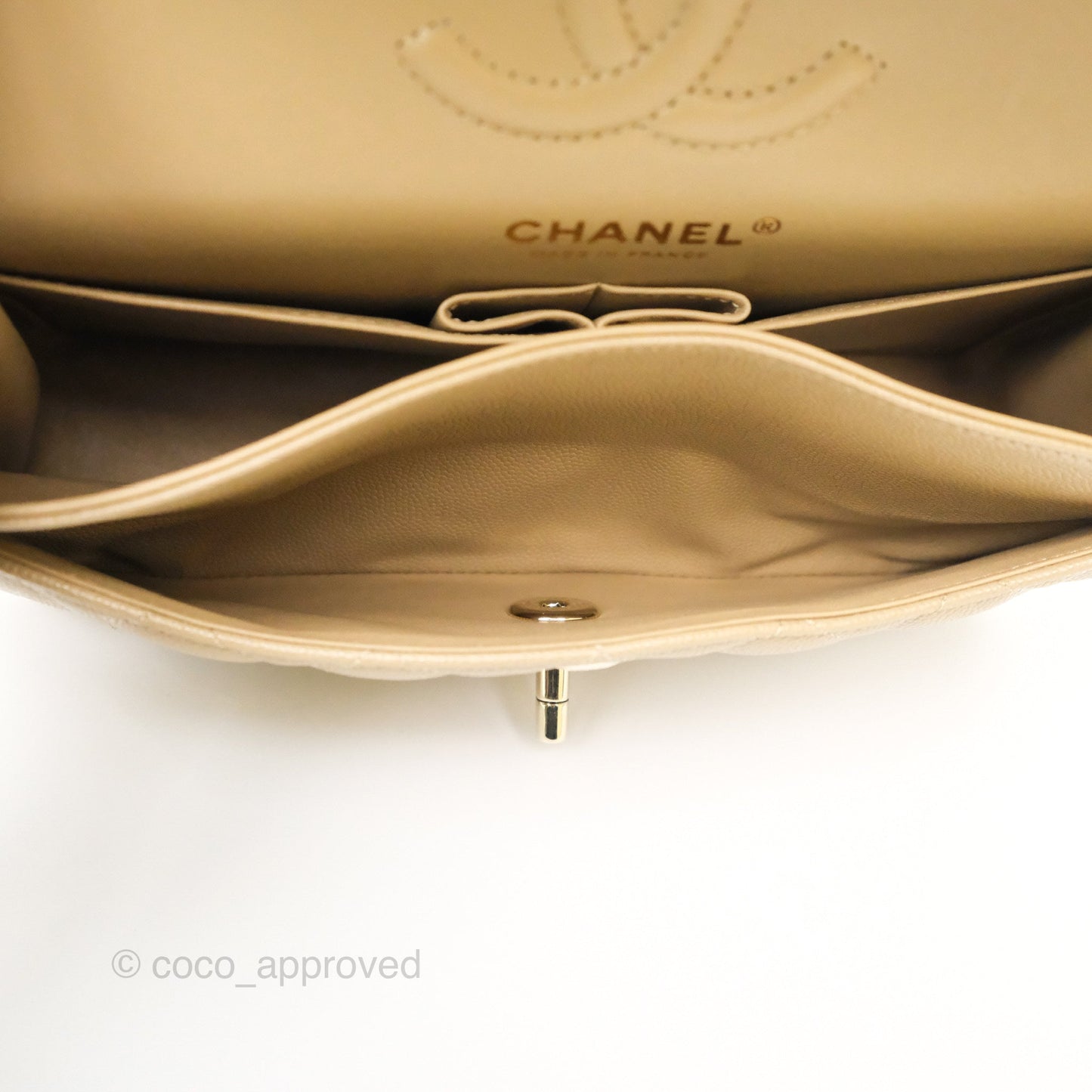 Chanel Small S/M Classic Flap Dark Beige Caviar Gold Hardware 21A
