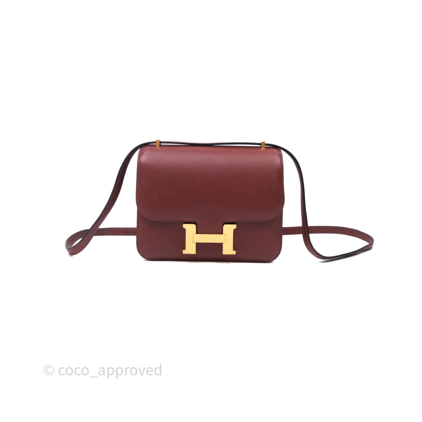 Hermès Mini Constance Rouge H Evercolor Gold Hardware