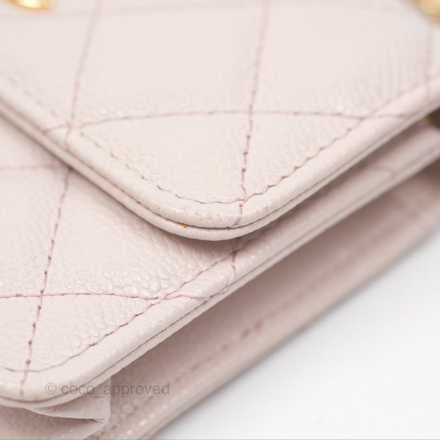 Chanel Miss Coco Clutch With Chain Quilted Lilac Pink Caviar Gold Hardware