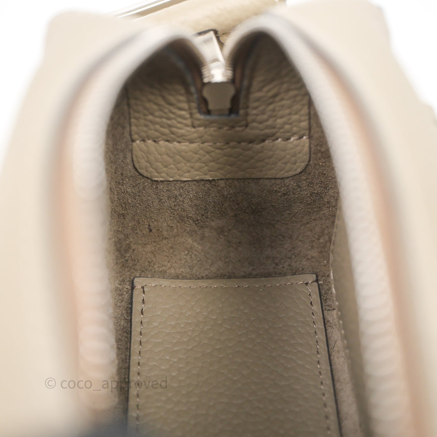 Delvaux Cool Box Nano Ivory Taurillon Soft Grained Calfskin Palladium Hardware