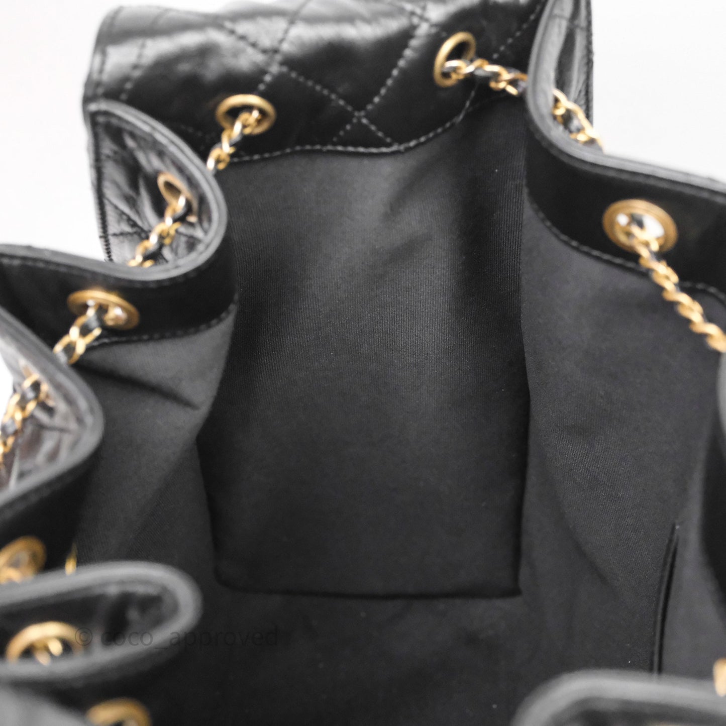 Chanel 25 Medium Black Crumpled Calfskin Aged Gold Hardware
