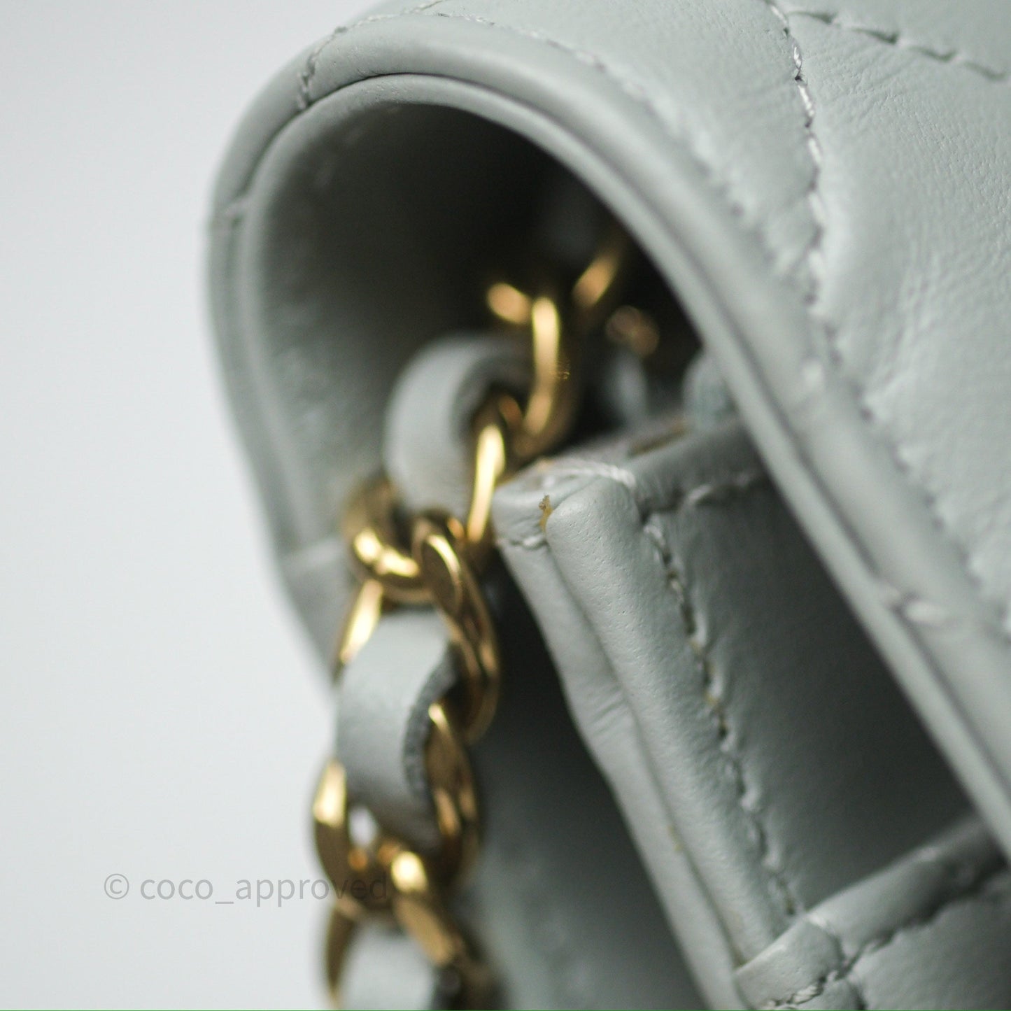 Chanel Classic Quilted Wallet on Chain WOC Grey Lambskin Gold Hardware