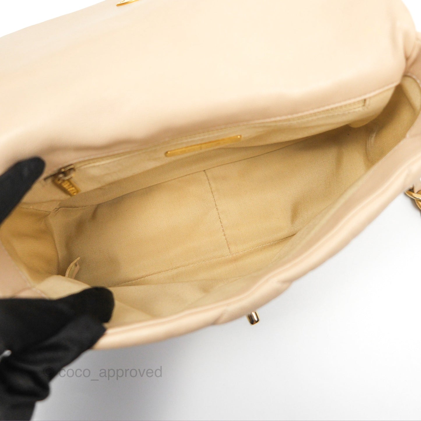 Chanel 19 Small Beige Goatskin Mixed Hardware