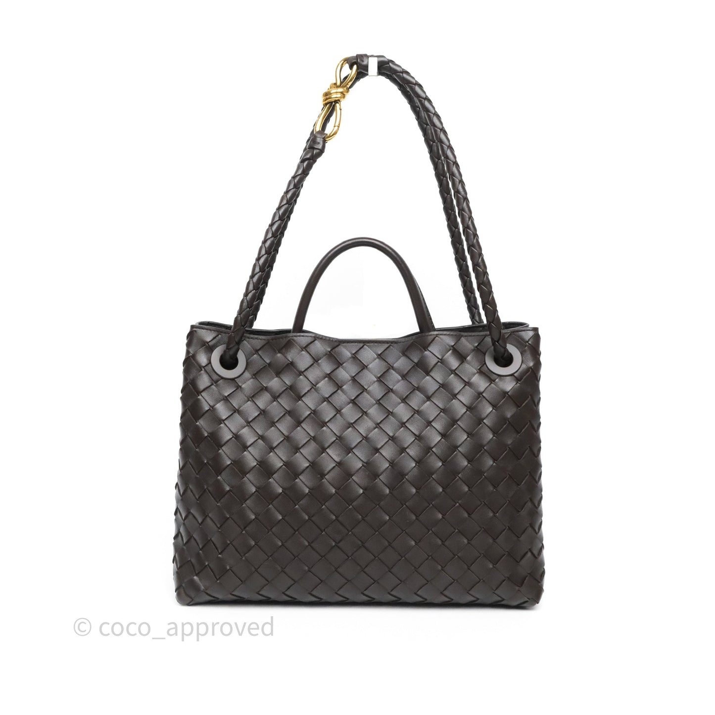 Bottega Veneta Medium Andiamo Bag Fondant Brown Intrecciato Lambskin