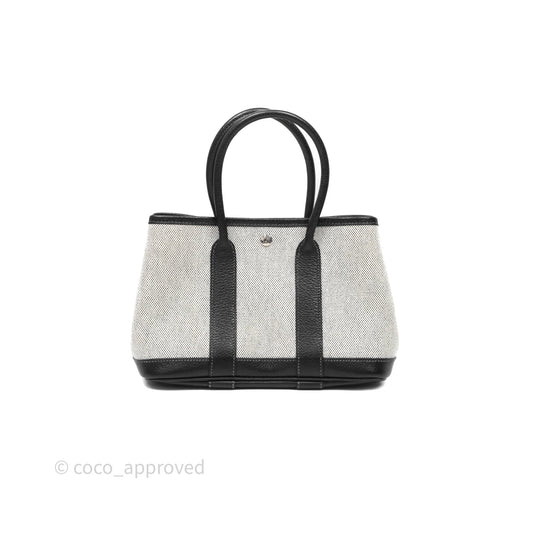 Hermes Vintage Mini Garden Party Noir 89 Canvas Palladium Hardware
