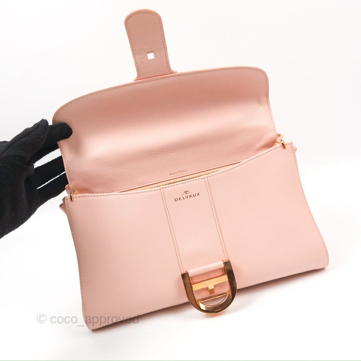 Delvaux Brillant East West Top Handle Bag Nude Pink Rose Gold Hardware