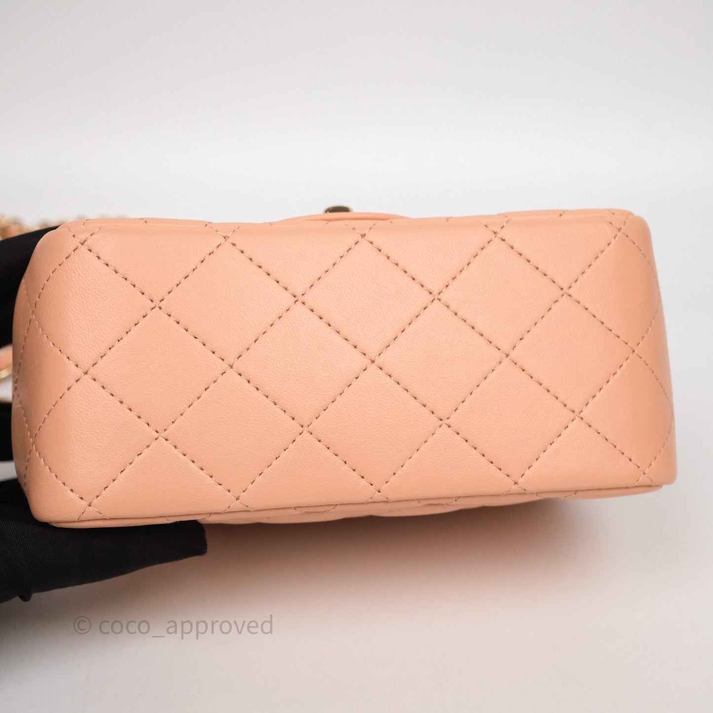 Chanel Mini Square Flap Quilted Orange Clair Lambskin Gold Hardware