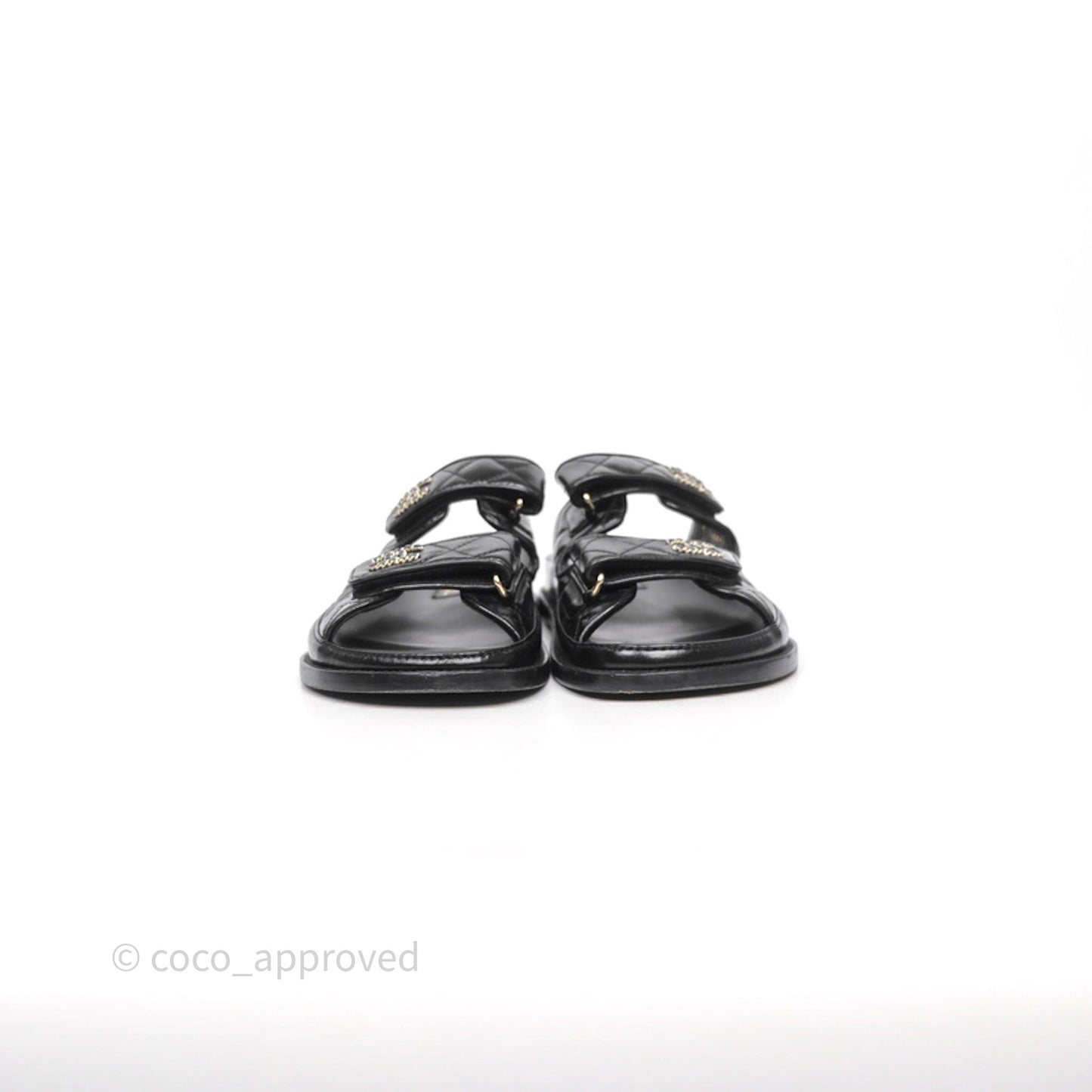 Chanel CC Black Sandals Size 36.5