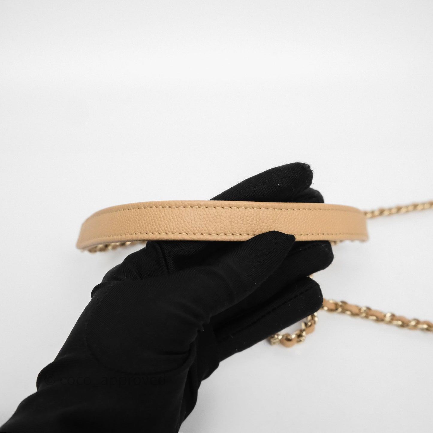 Chanel Small Business Affinity Flap Quilted Beige Caviar Gold Hardware