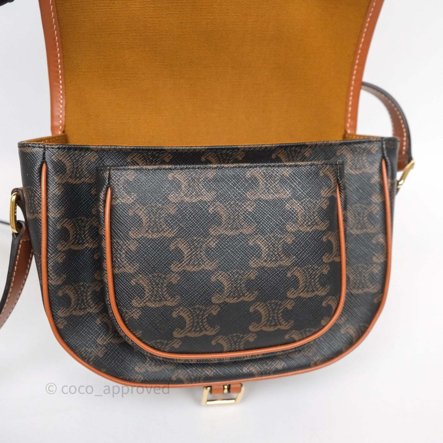 Celine Medium Folco Bag Triomphe Canvas Tan
