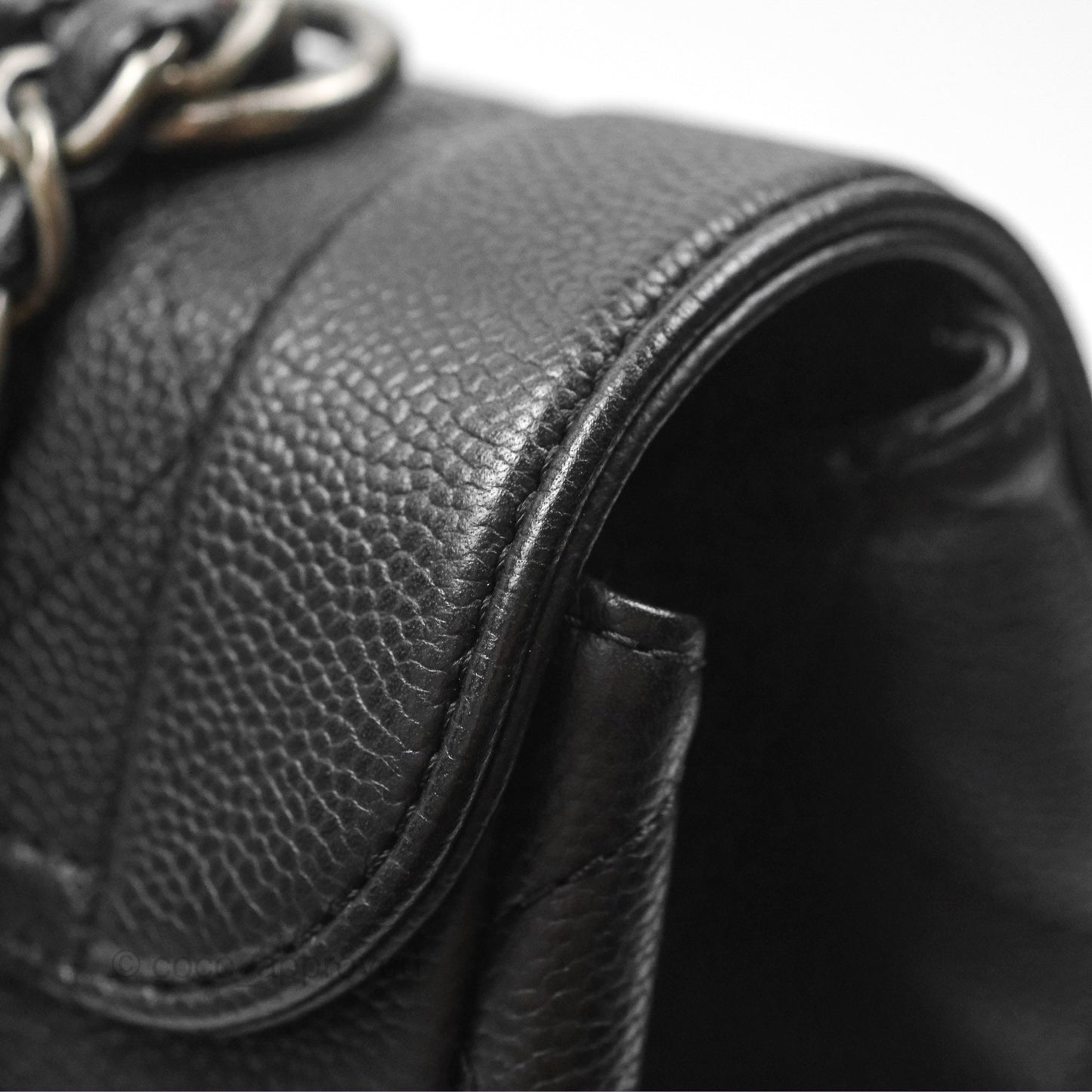 Chanel Top Handle Flap Bag Black Caviar Ruthenium Hardware