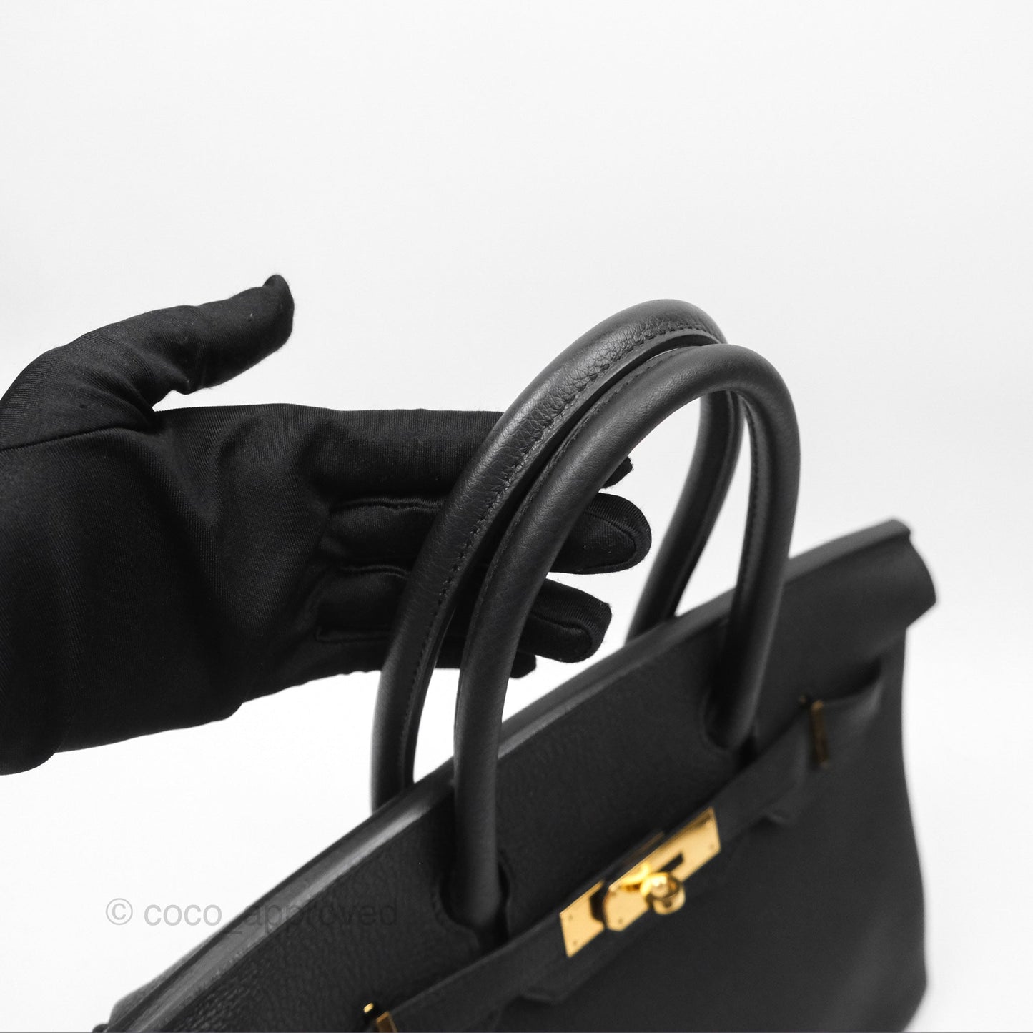 Hermès Birkin 30 Retourne Black Noir 89 Togo Gold Hardware