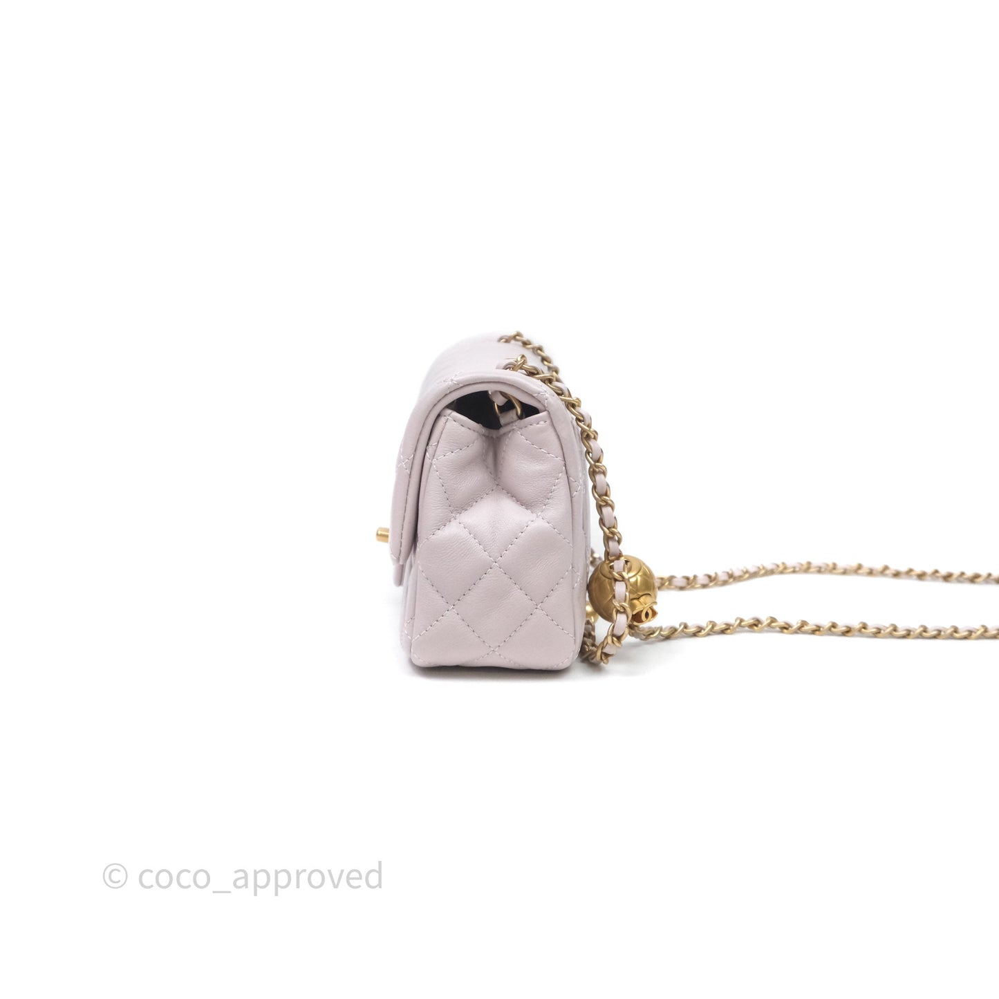 Chanel Mini Rectangular Pearl Crush Lilac Lambskin Aged Gold Hardware