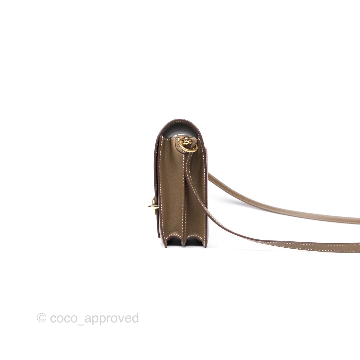Hermès Roulis Mini 18 Etoupe 18 Swift Gold Hardware