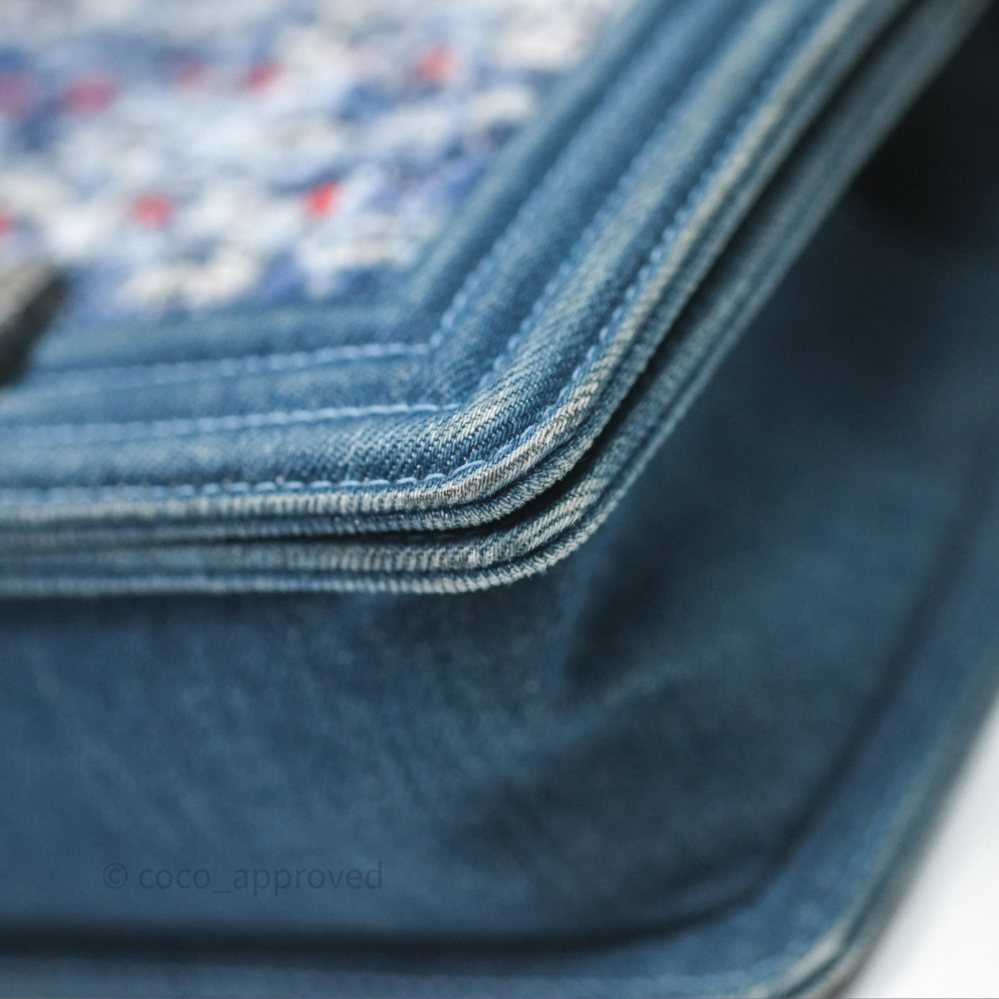 Chanel Small Boy Blue Denim Tweed Ruthenium Hardware