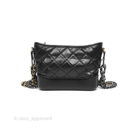 Chanel Small Gabrielle Hobo Quilted Black Aged Calfskin