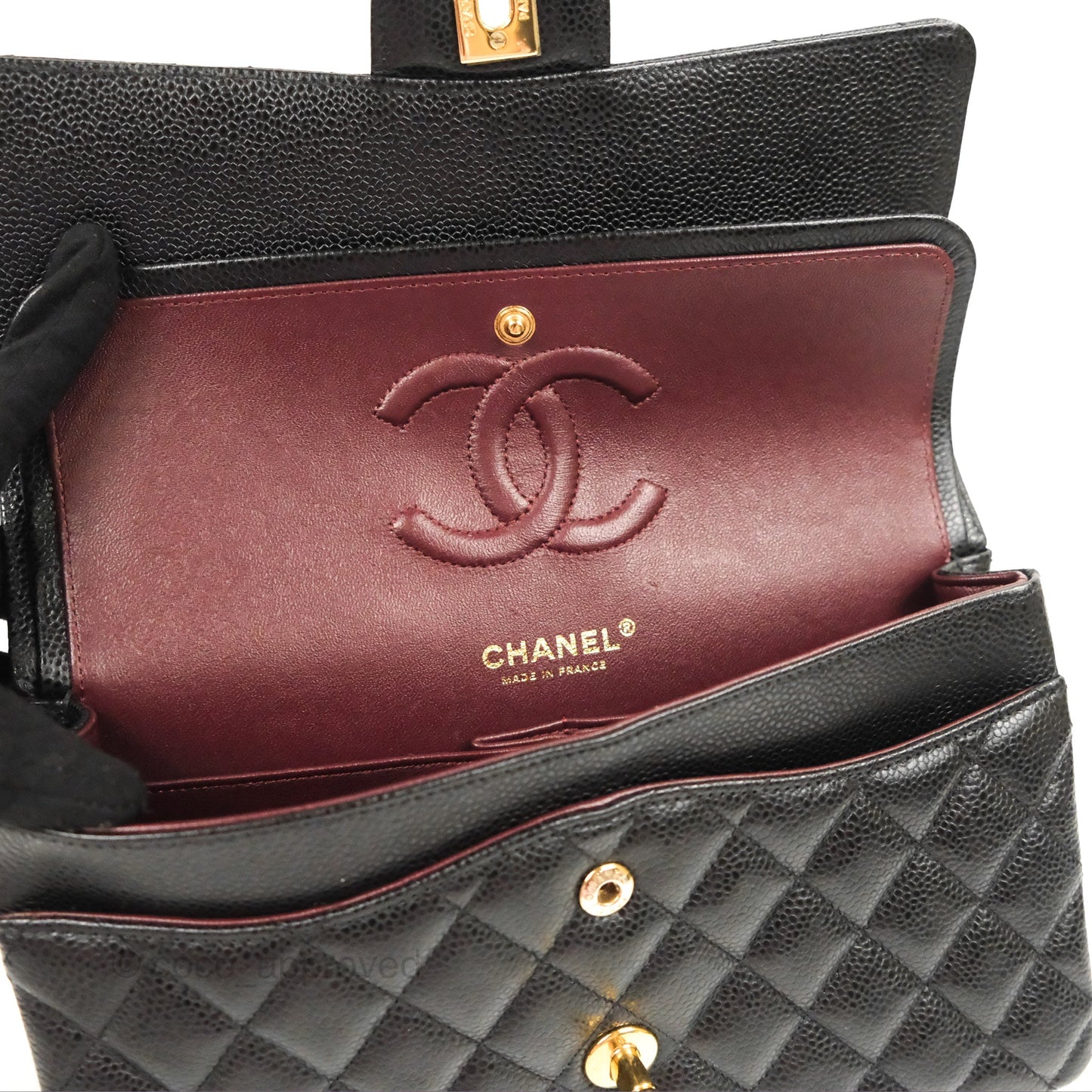 Chanel Classic M/L Medium Flap Quilted Black Caviar Gold Hardware