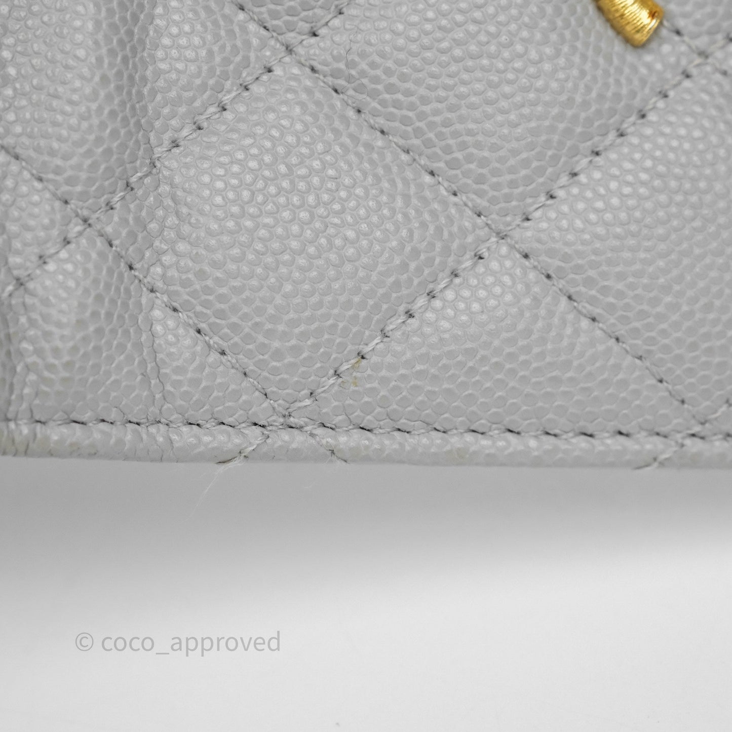 Chanel Quilted Short Wallet Grey Caviar Gold Hardware