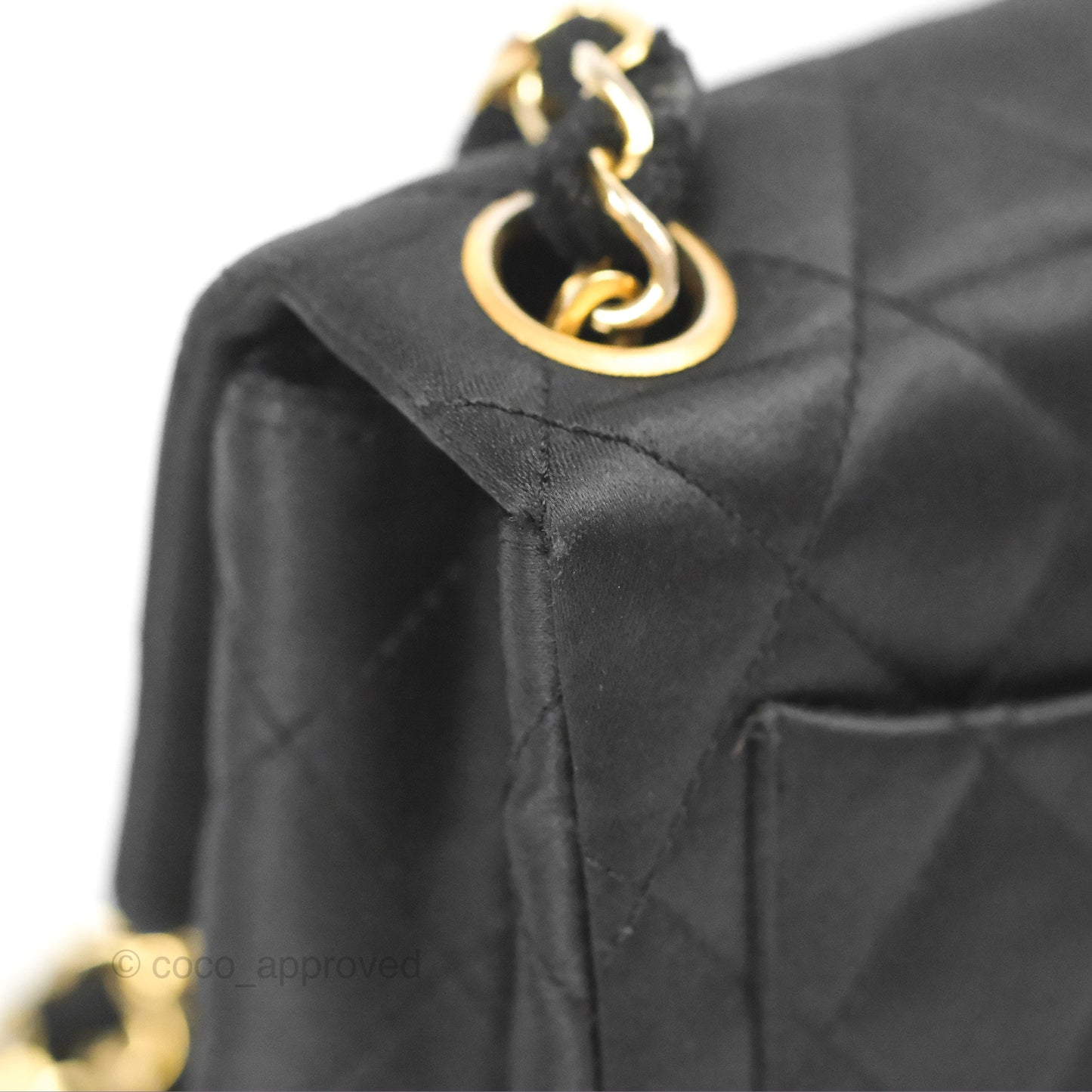 Chanel Mini Square Black Satin Gold Hardware