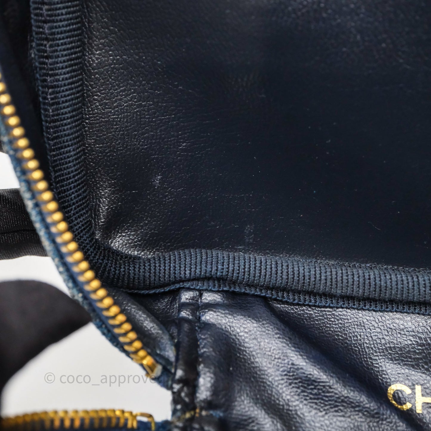 Chanel Vintage Vanity Case Denim Aged Gold Hardware