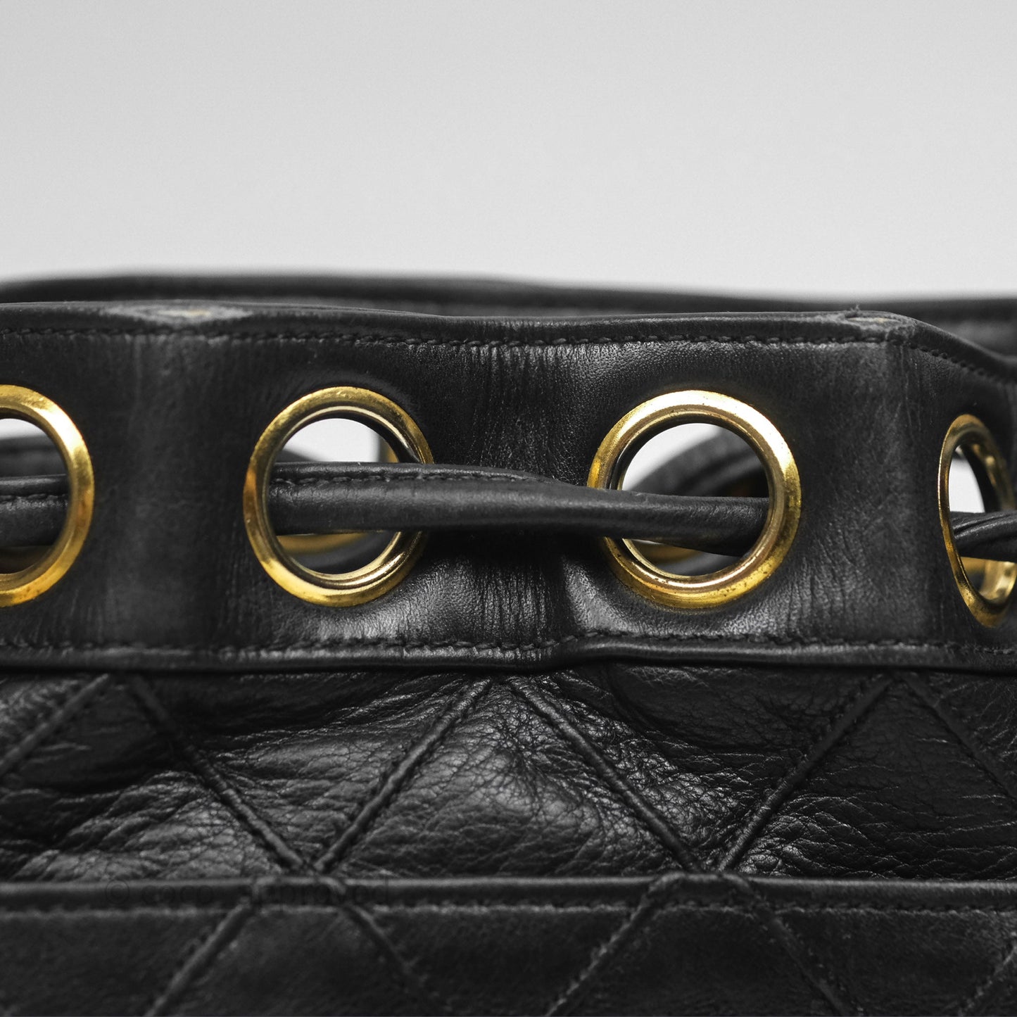 Chanel Vintage Mini CC Bucket Bag Black Lambskin Gold Hardware