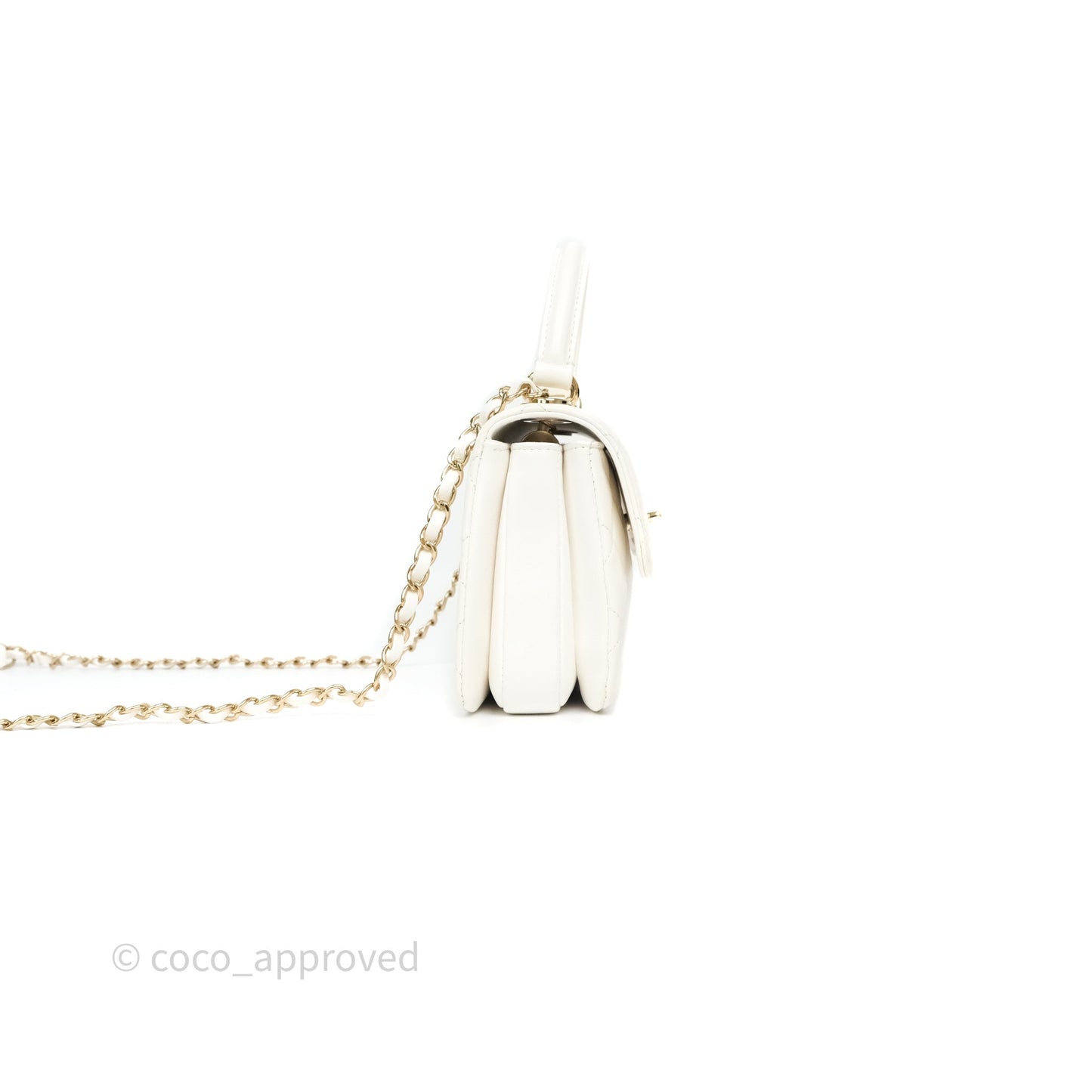 Chanel Mini Trendy CC Handle Bag Lacquered Logo White Lambskin