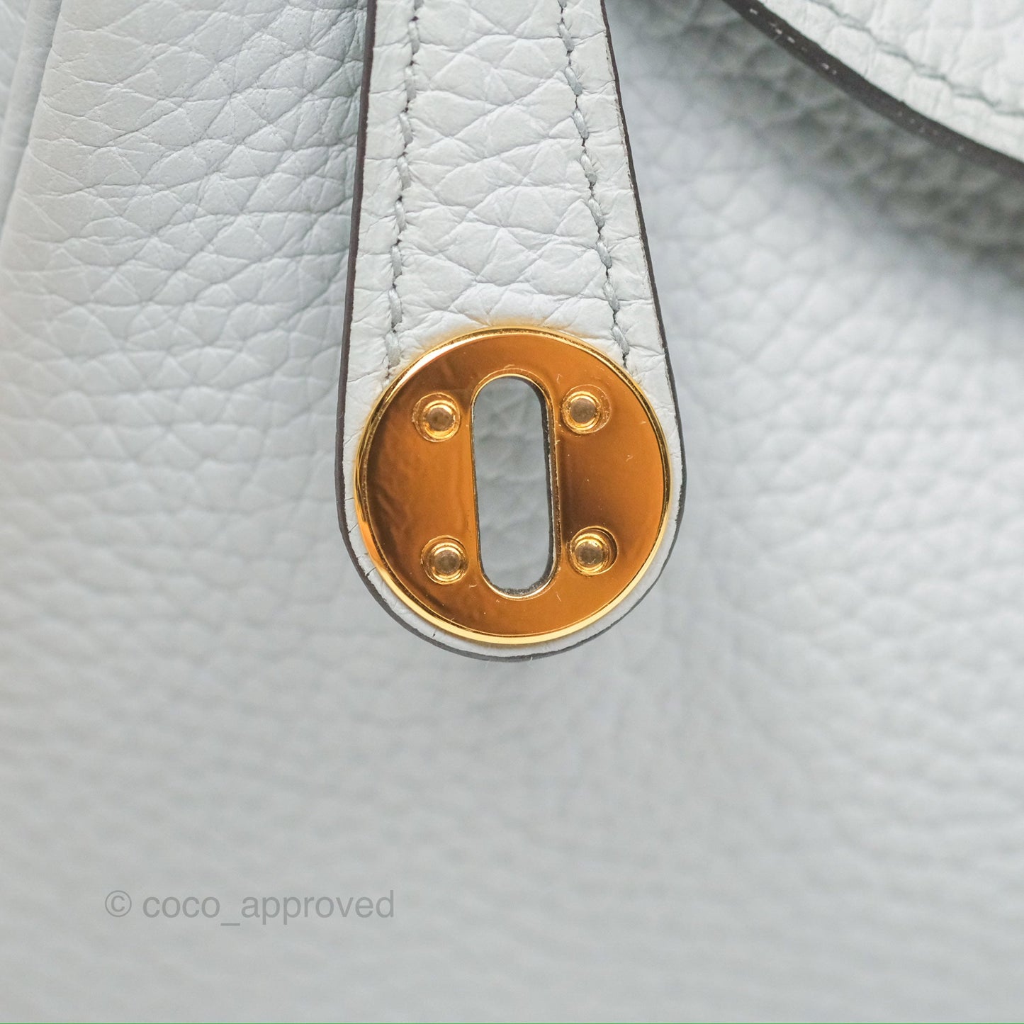 Hermès Mini Lindy 20 Bleu Pale Clemence Gold Hardware