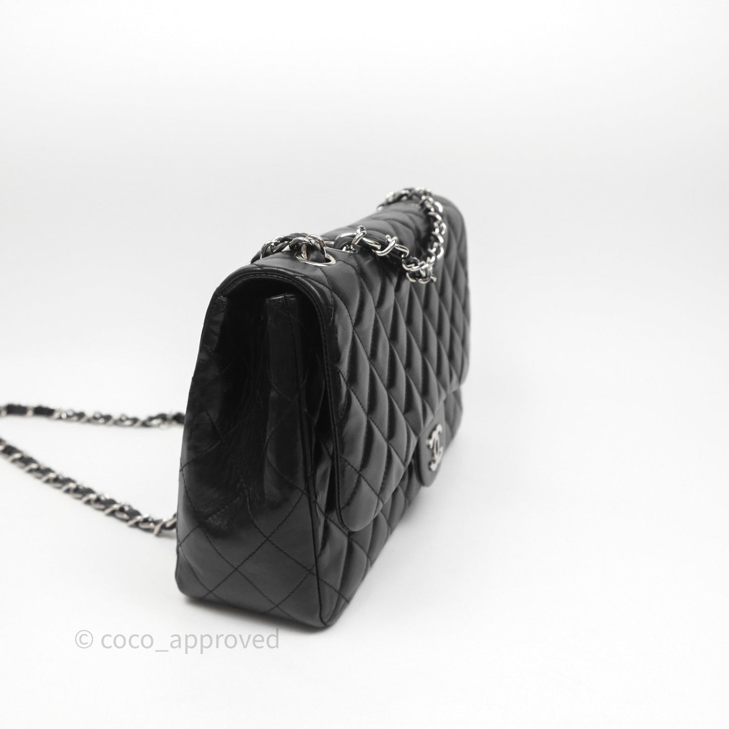 Chanel Jumbo Single Flap Black Lambskin Silver Hardware