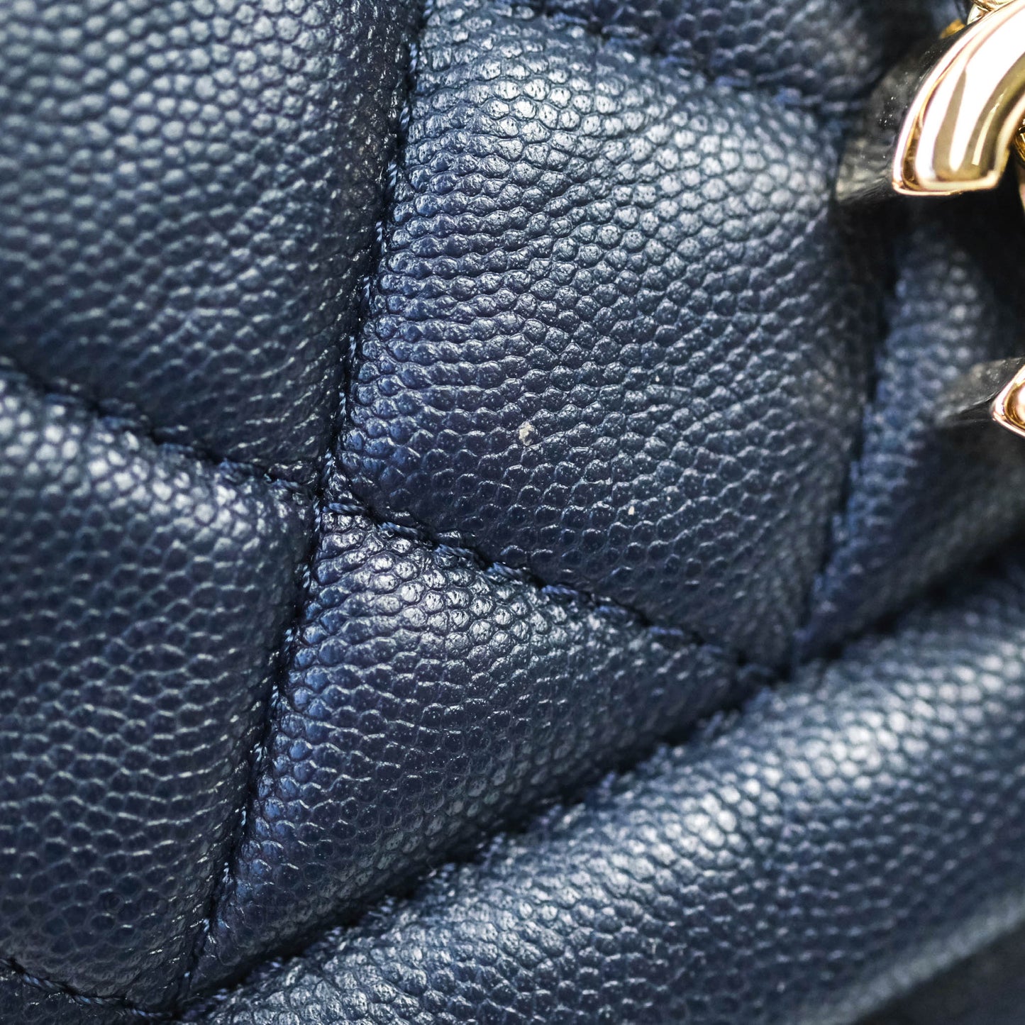 Chanel Caviar Quilted Rolled Up Bucket Drawstring Bag Navy Gold Hardware