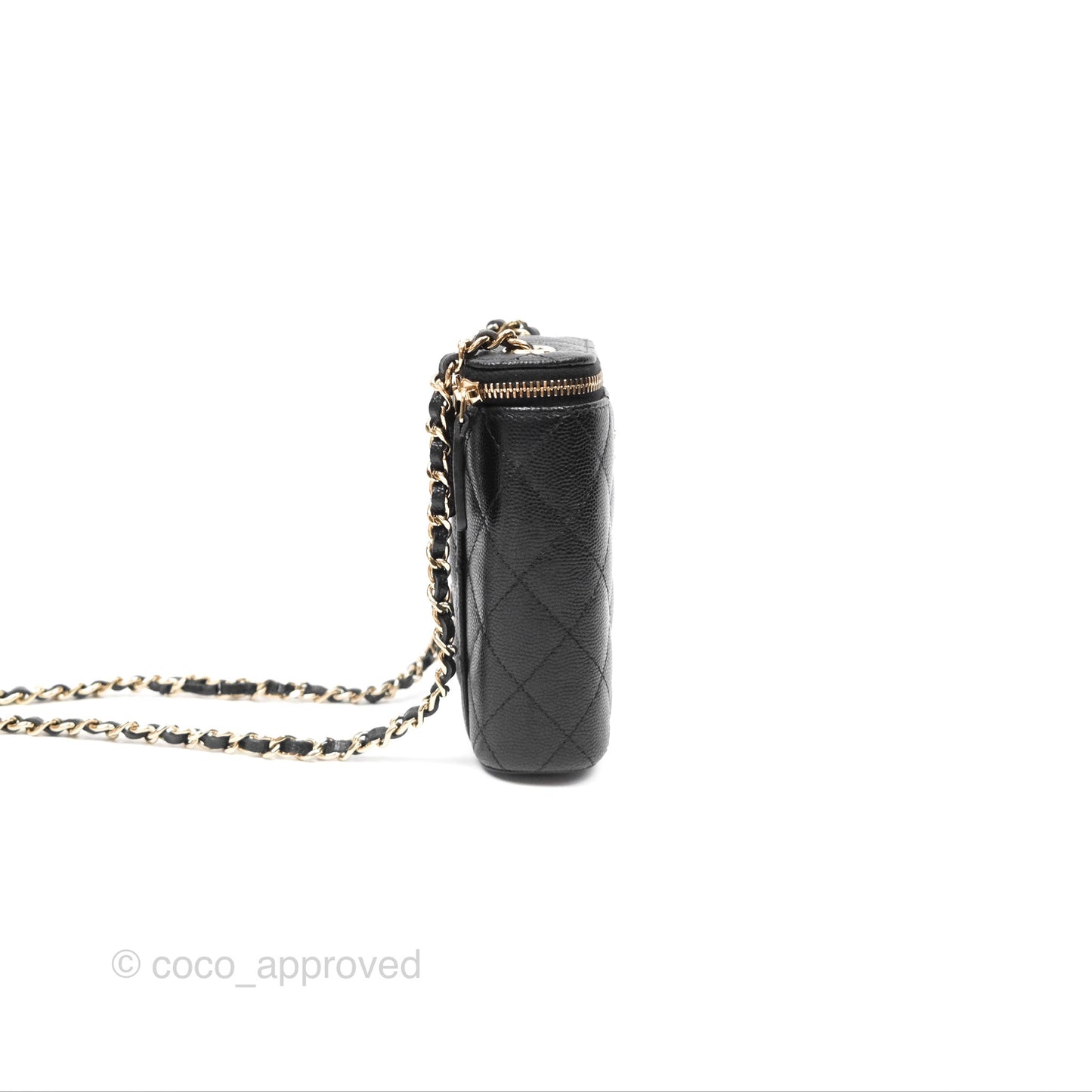 Chanel Classic Mini Vanity With Chain Black Caviar Gold Hardware