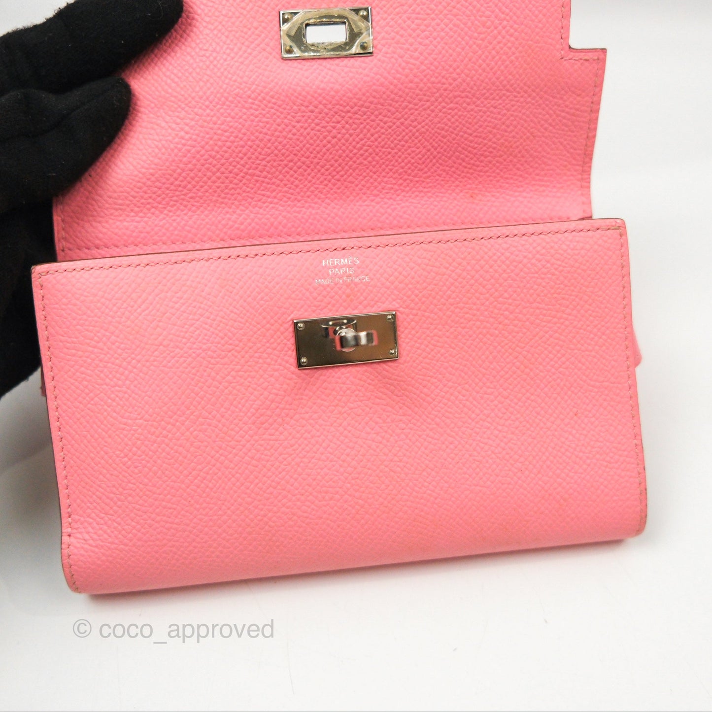 Hermès Small Kelly Wallet Rose Confetti Epsom Palladium Hardware