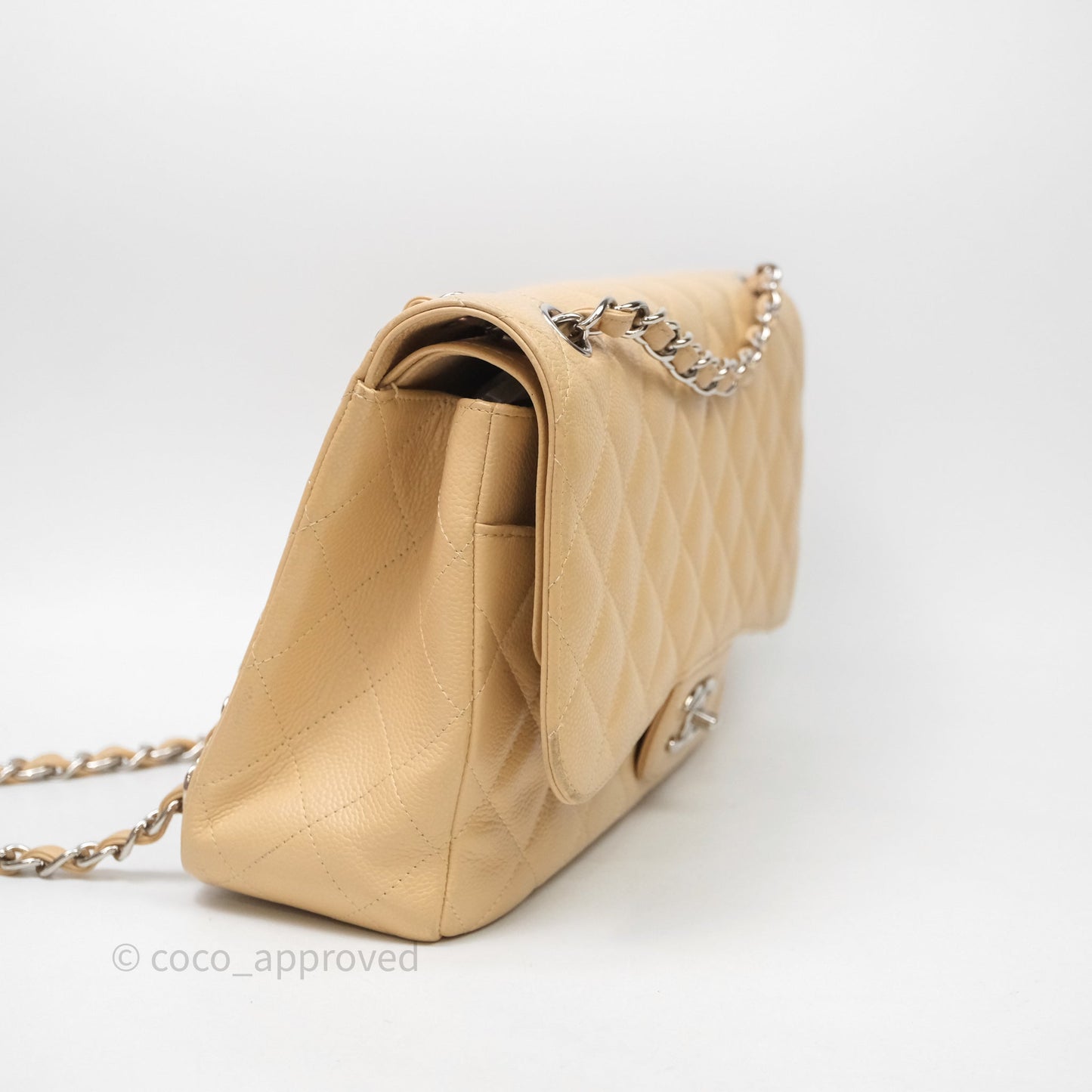 Chanel Jumbo Double Flap Beige Caviar Silver Hardware⁣⁣