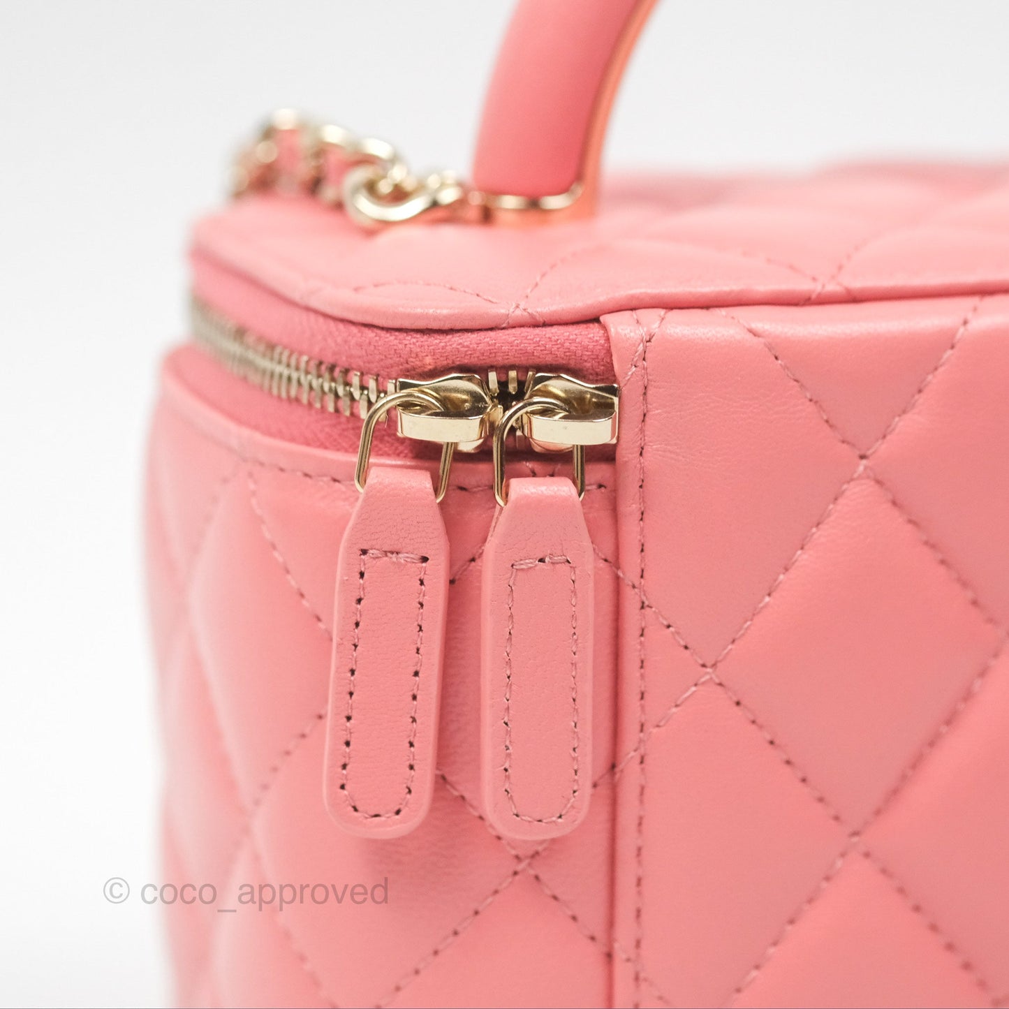 Chanel Vanity Rectangular Top Handle Pink Lambskin Gold Hardware