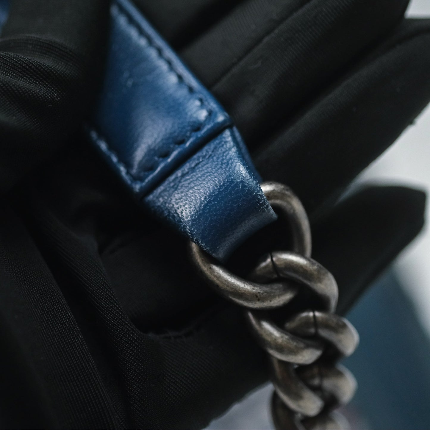 Chanel Small Boy Blue Denim Tweed Ruthenium Hardware