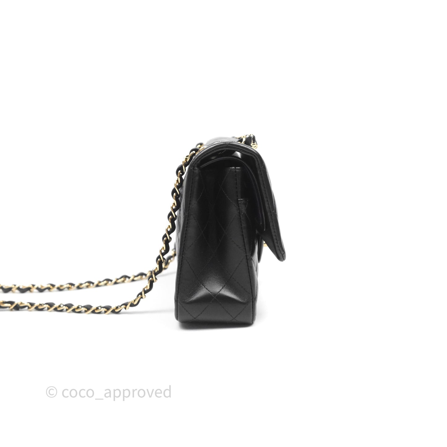 Chanel Classic M/L Medium Flap Quilted Black Lambskin Gold Hardware