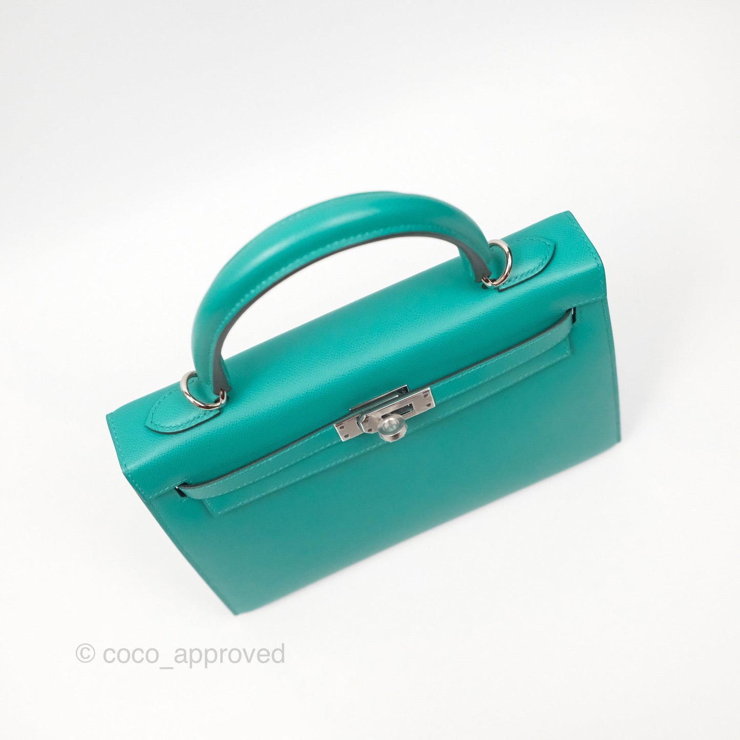 Hermès Sellier Kelly 25 Madame Leather Vert Verone U1/ Bleu De Prusse 7P Palladium Hardware
