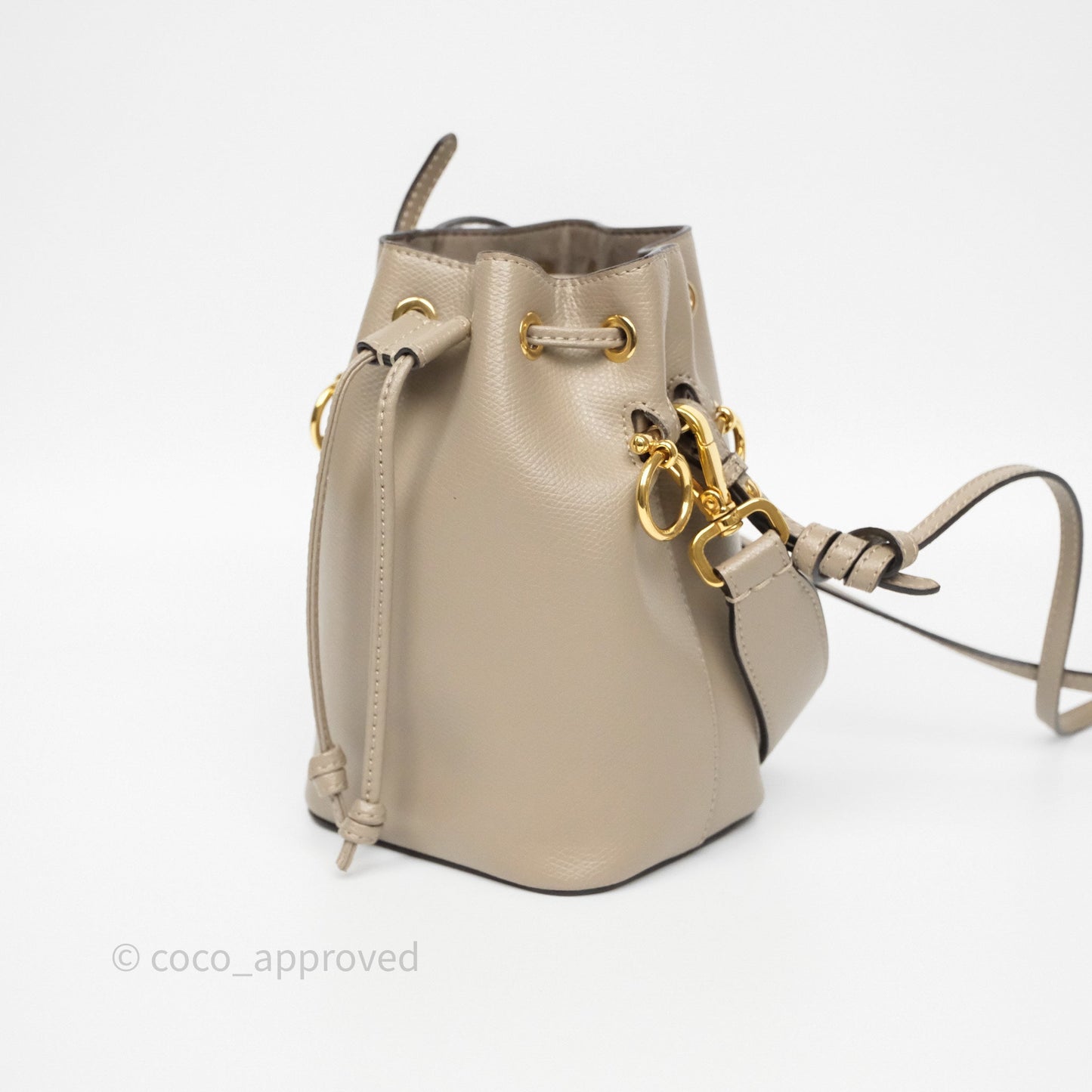 Fendi Mini Mon Tresor Bucket Bag Tortora Grained Calfskin